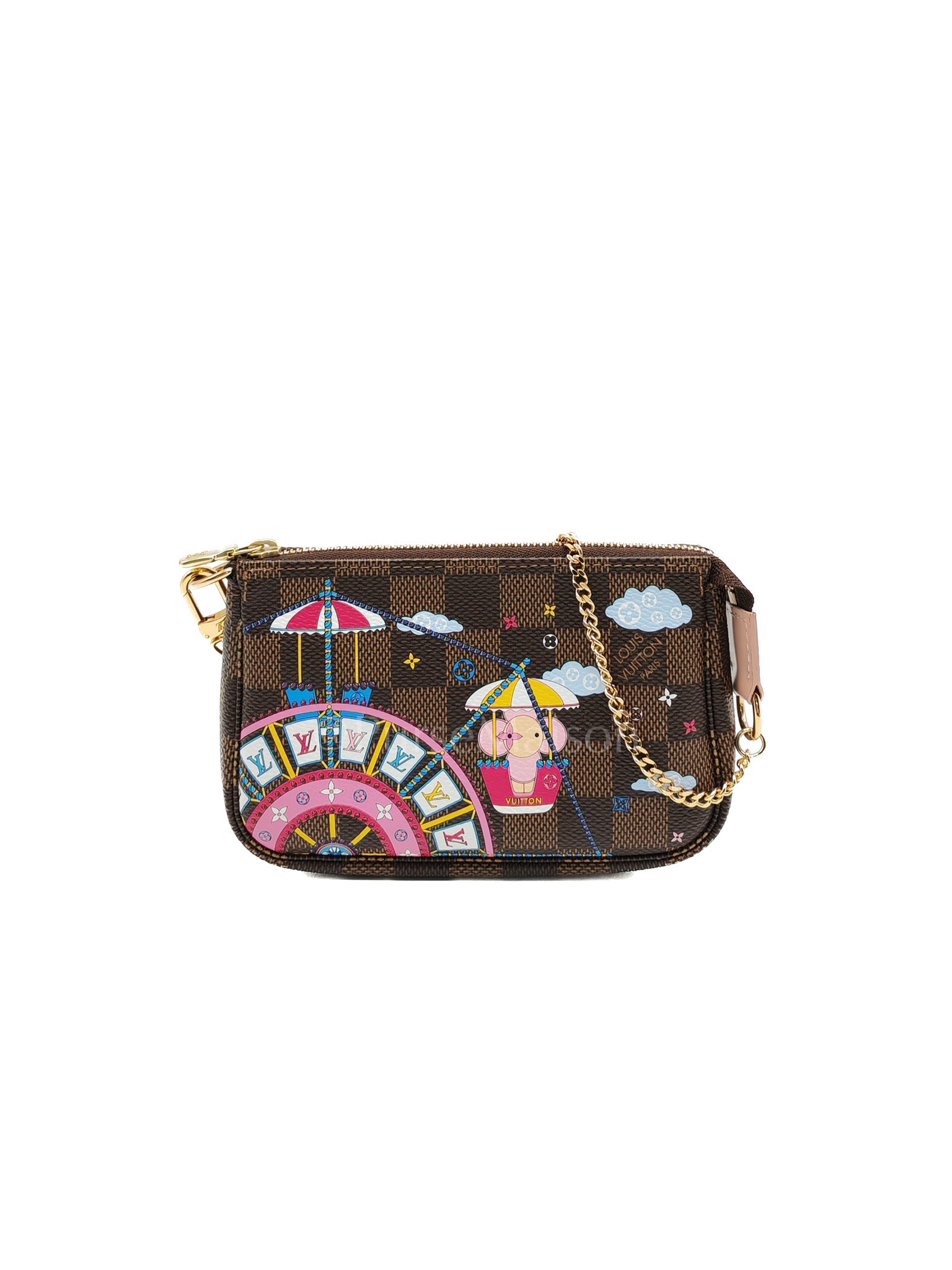 Christmas Animation 2020 Mini Pochette in Damier Ebene Canvas & Gold Hardware (Datecode: SF3240) | Purse Maison Luxury Bags Shop