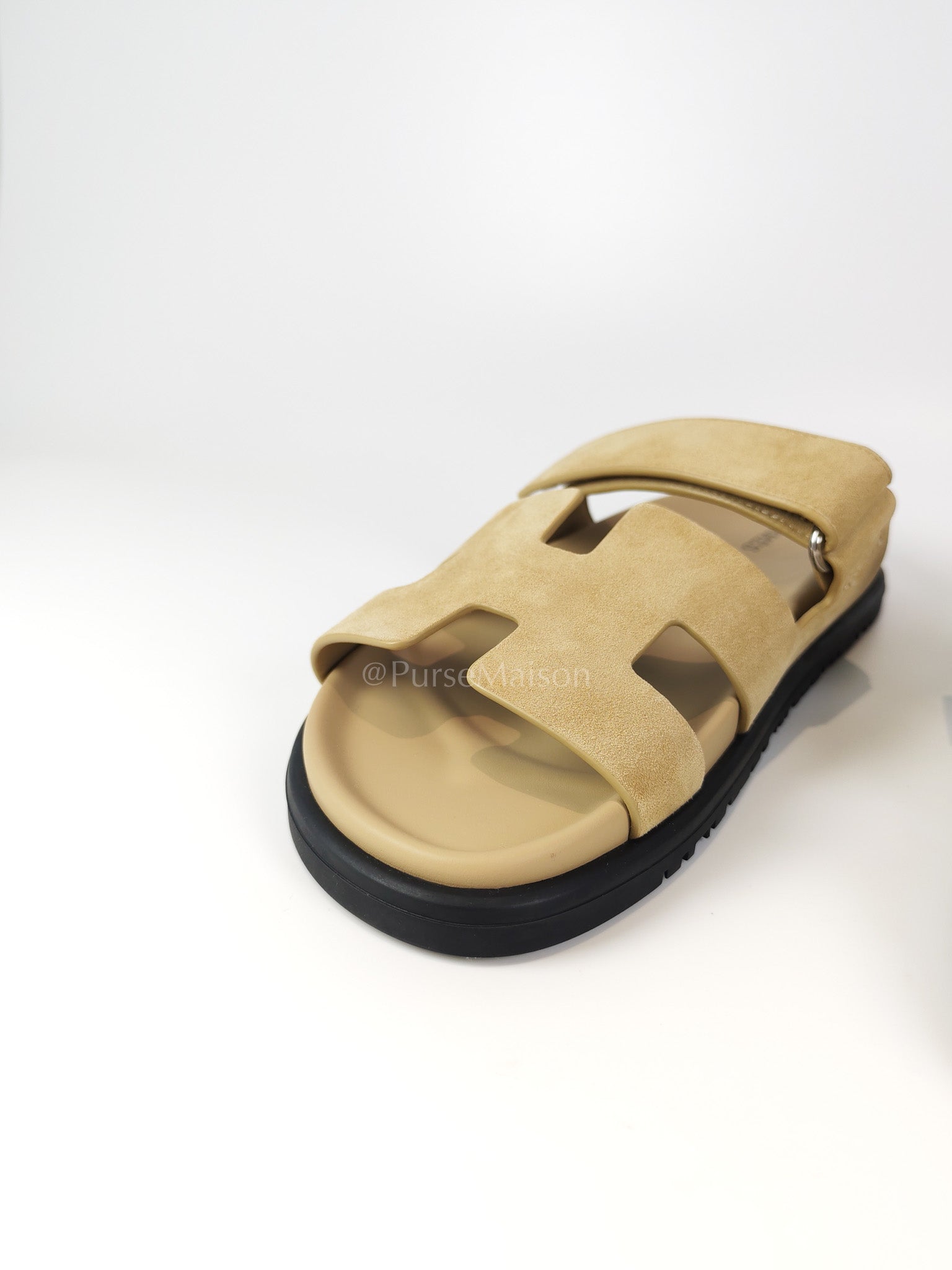 Chypre Beige Suede Leather Sandals Size 37 EU(24.5 cm) | Purse Maison Luxury Bags Shop