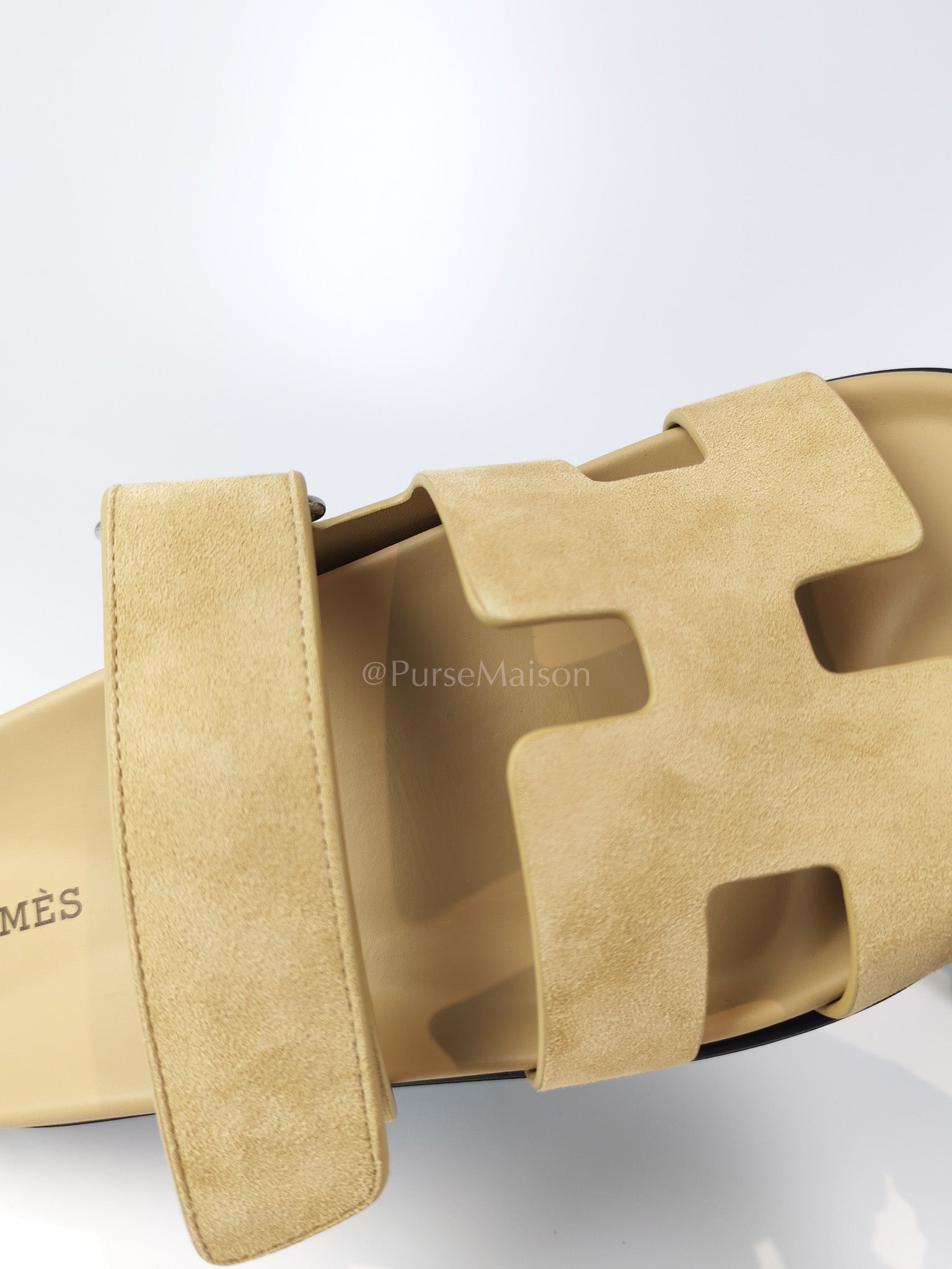 Chypre Beige Suede Leather Sandals Size 37 EU(24.5 cm) | Purse Maison Luxury Bags Shop