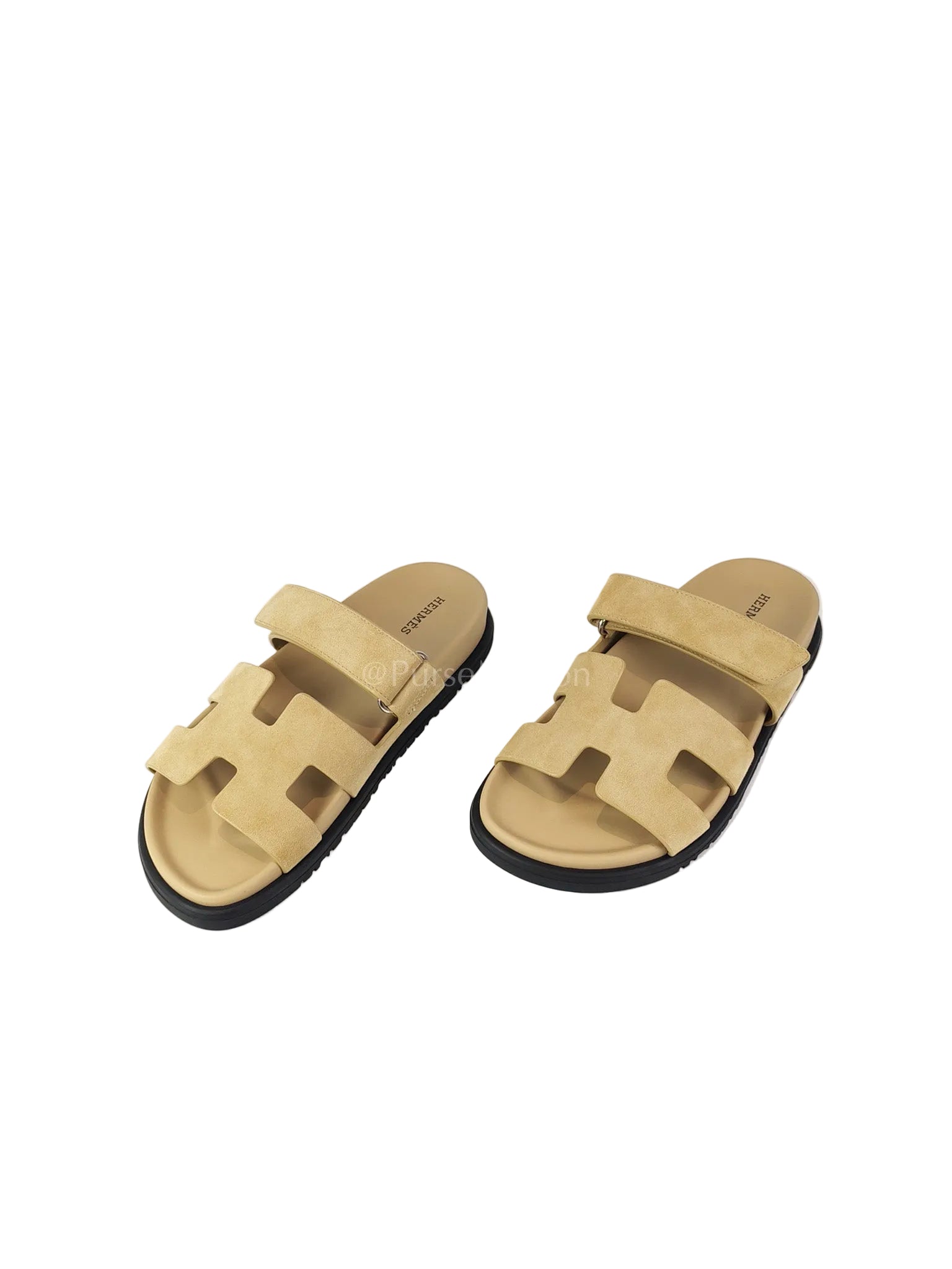 Chypre Beige Suede Leather Sandals Size 37 EU(24.5 cm) | Purse Maison Luxury Bags Shop