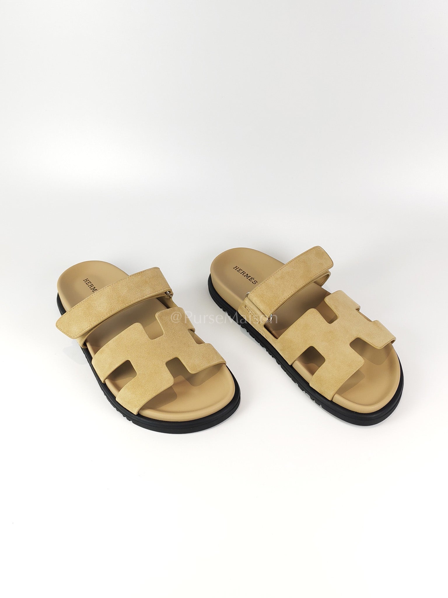 Chypre Beige Suede Leather Sandals Size 37 EU(24.5 cm) | Purse Maison Luxury Bags Shop