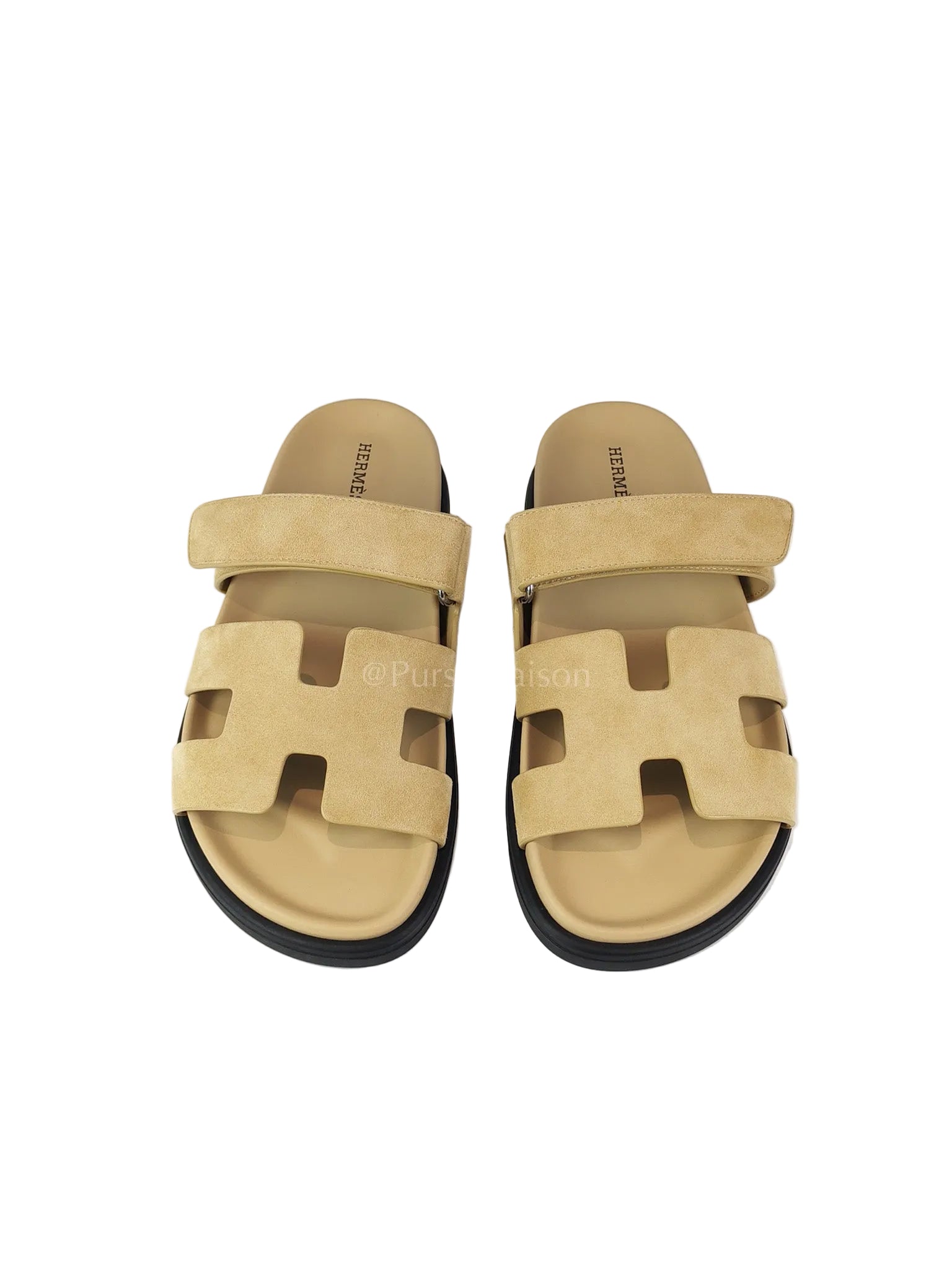 Chypre Beige Suede Leather Sandals Size 37 EU(24.5 cm) | Purse Maison Luxury Bags Shop