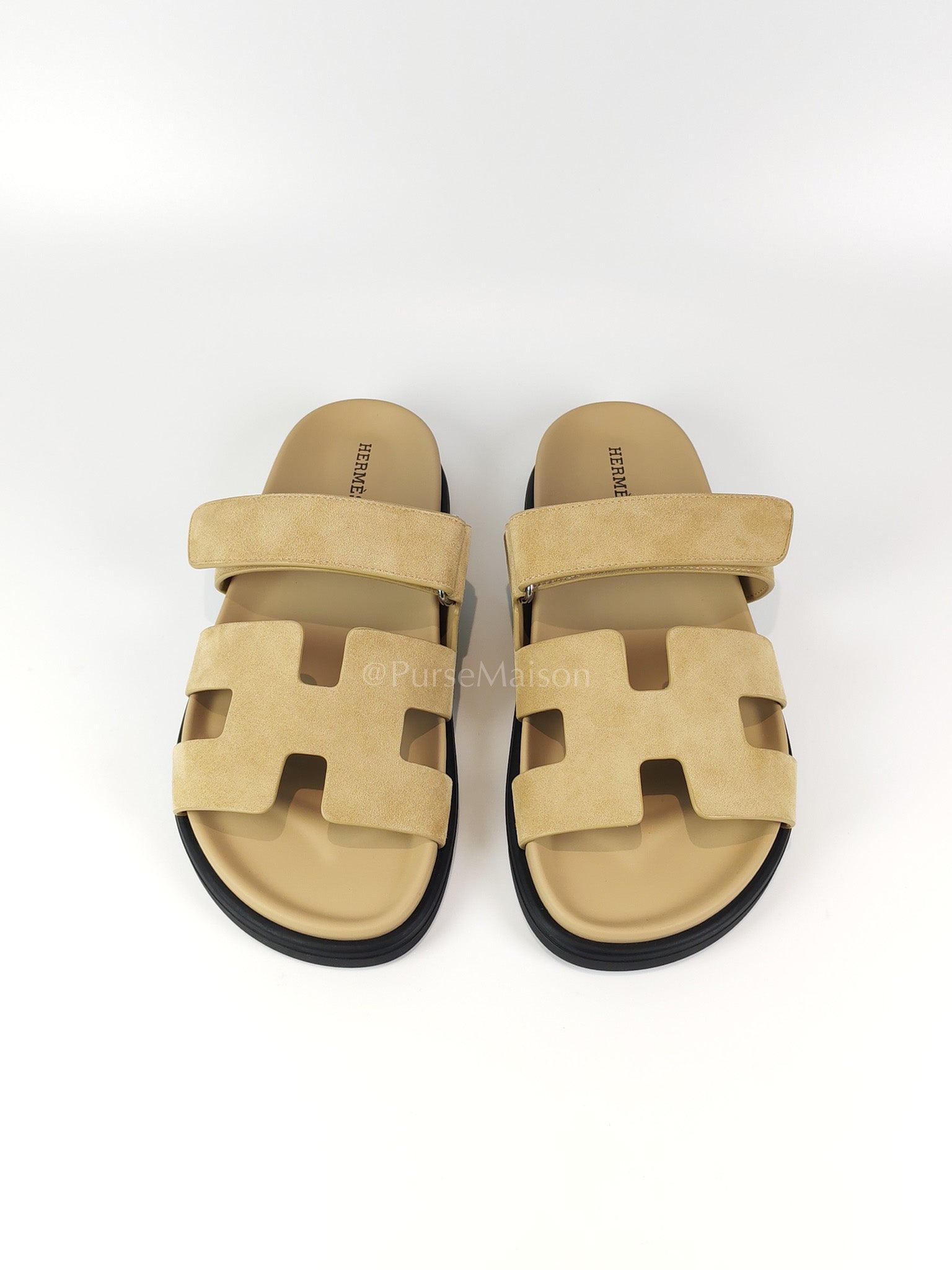 Chypre Beige Suede Leather Sandals Size 37 EU(24.5 cm) | Purse Maison Luxury Bags Shop