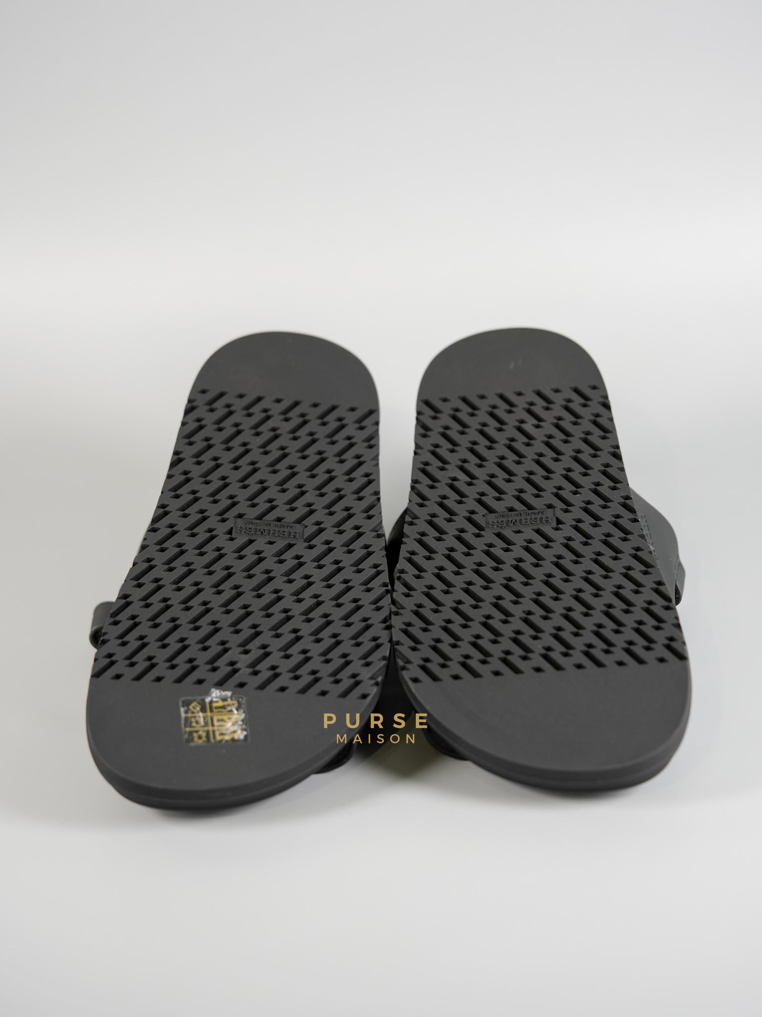 Chypre Black Calfskin Leather Techno Men’s Sandals Size 38.5 (26cm) | Purse Maison Luxury Bags Shop