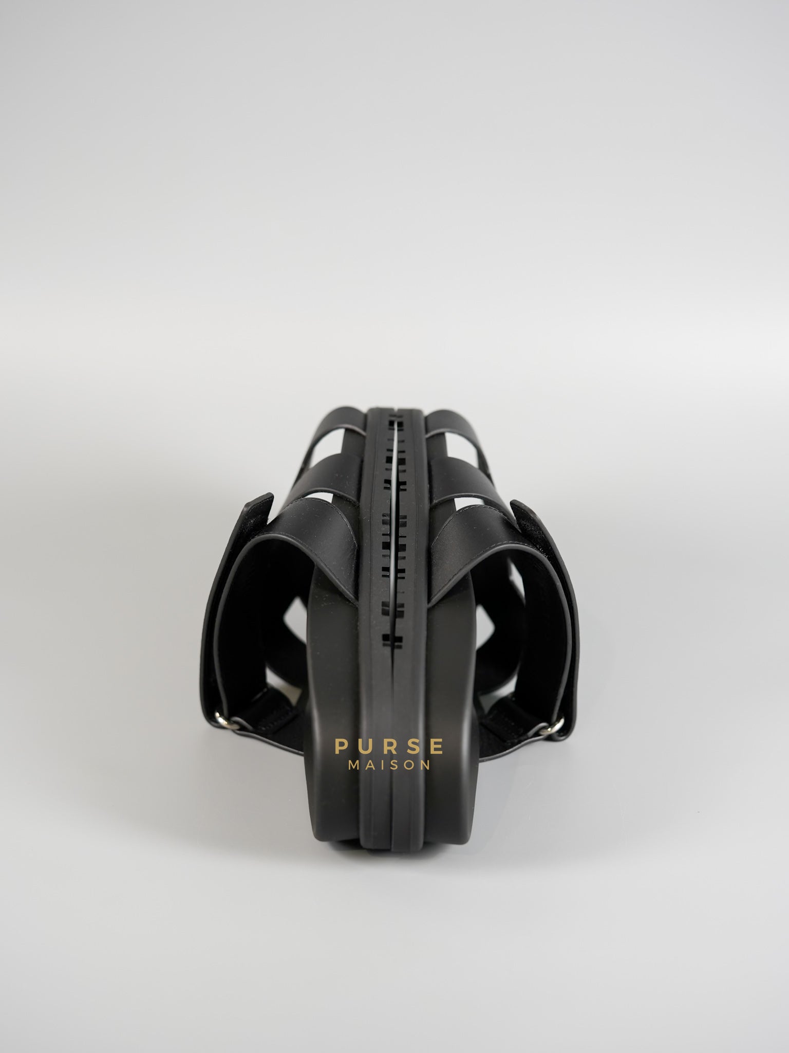 Chypre Black Calfskin Leather Techno Men’s Sandals Size 38.5 (26cm) | Purse Maison Luxury Bags Shop