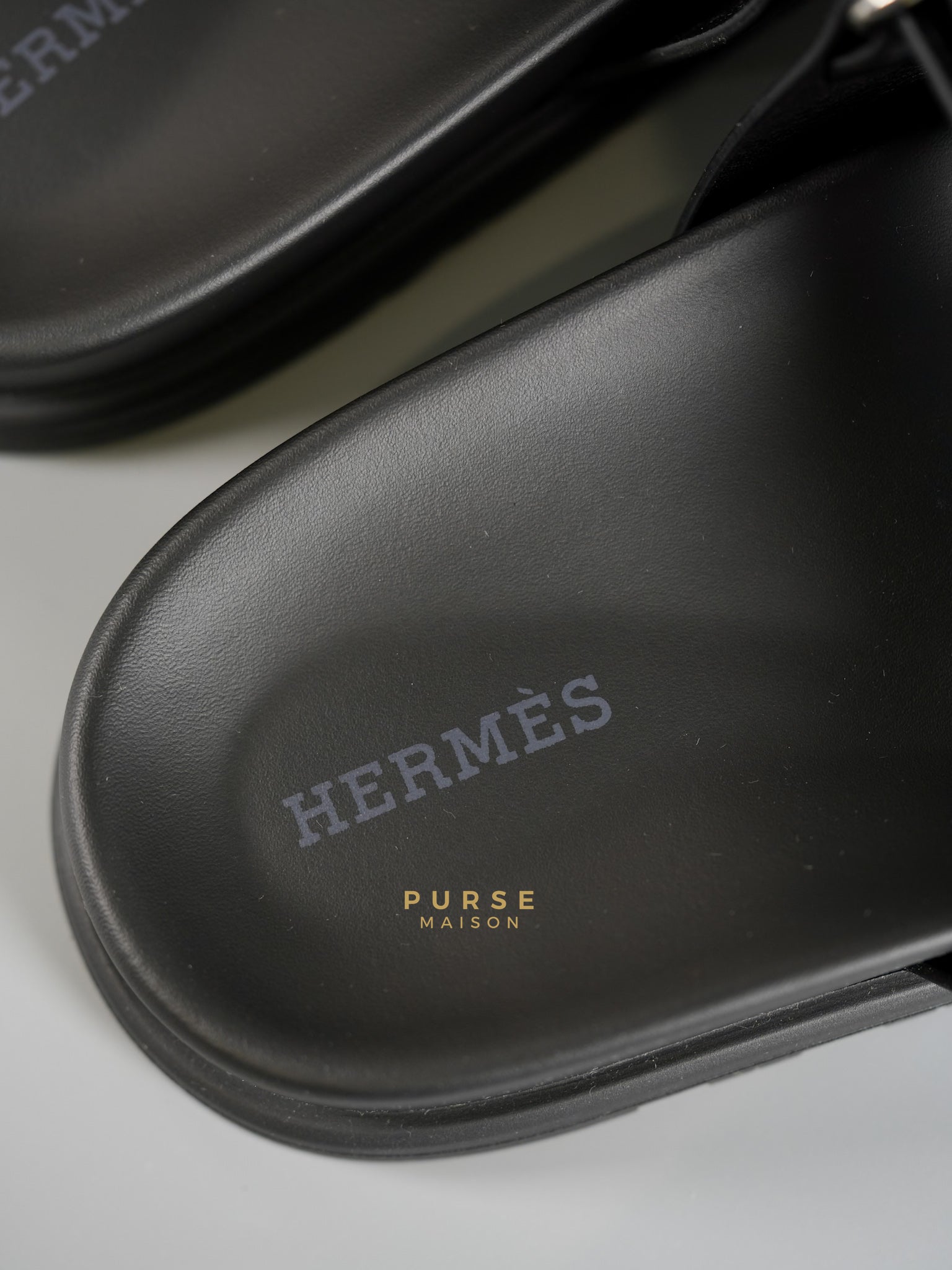 Chypre Black Calfskin Leather Techno Men’s Sandals Size 38.5 (26cm) | Purse Maison Luxury Bags Shop