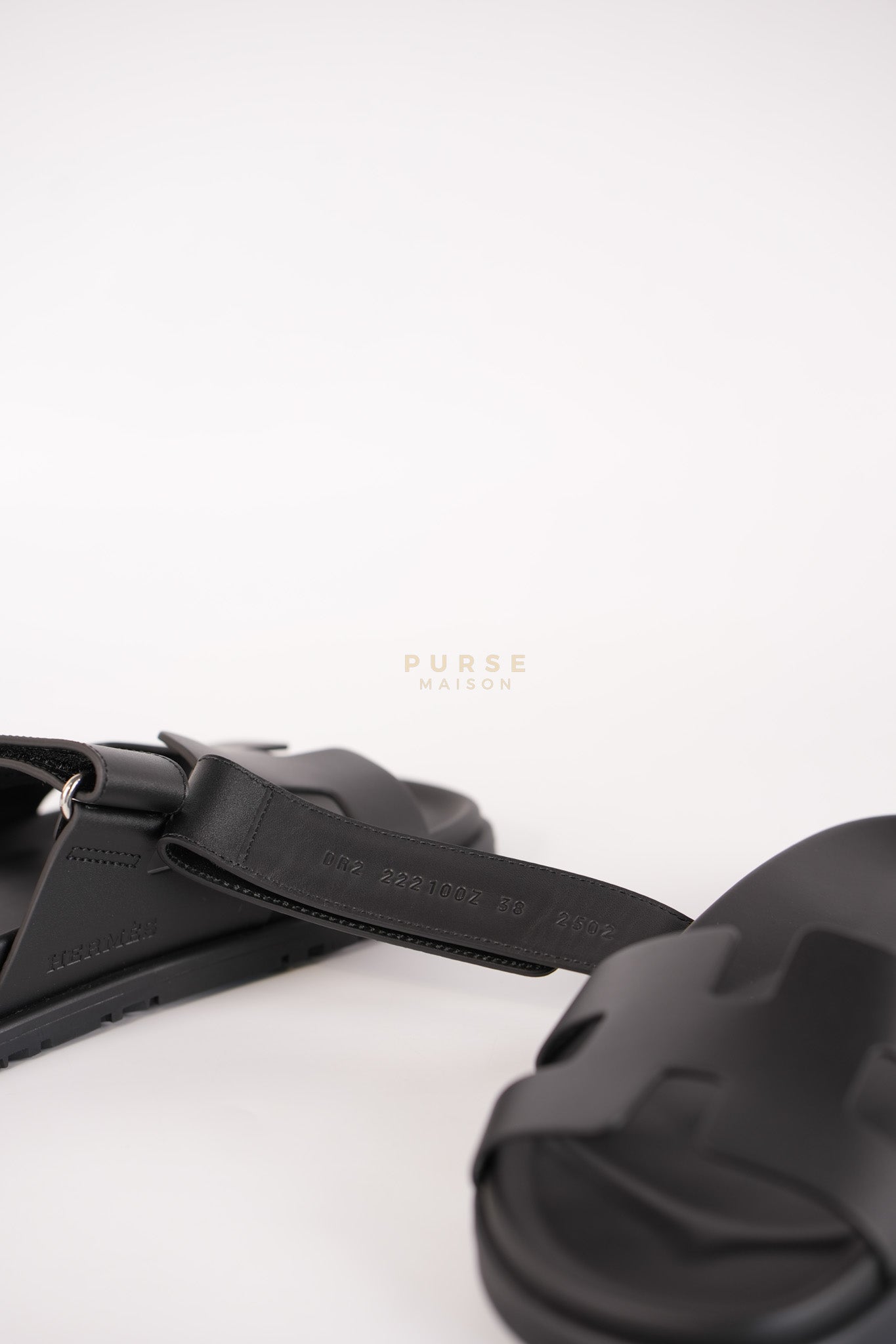 Chypre Black Sandals Size 38 EU (24cm) | Purse Maison Luxury Bags Shop