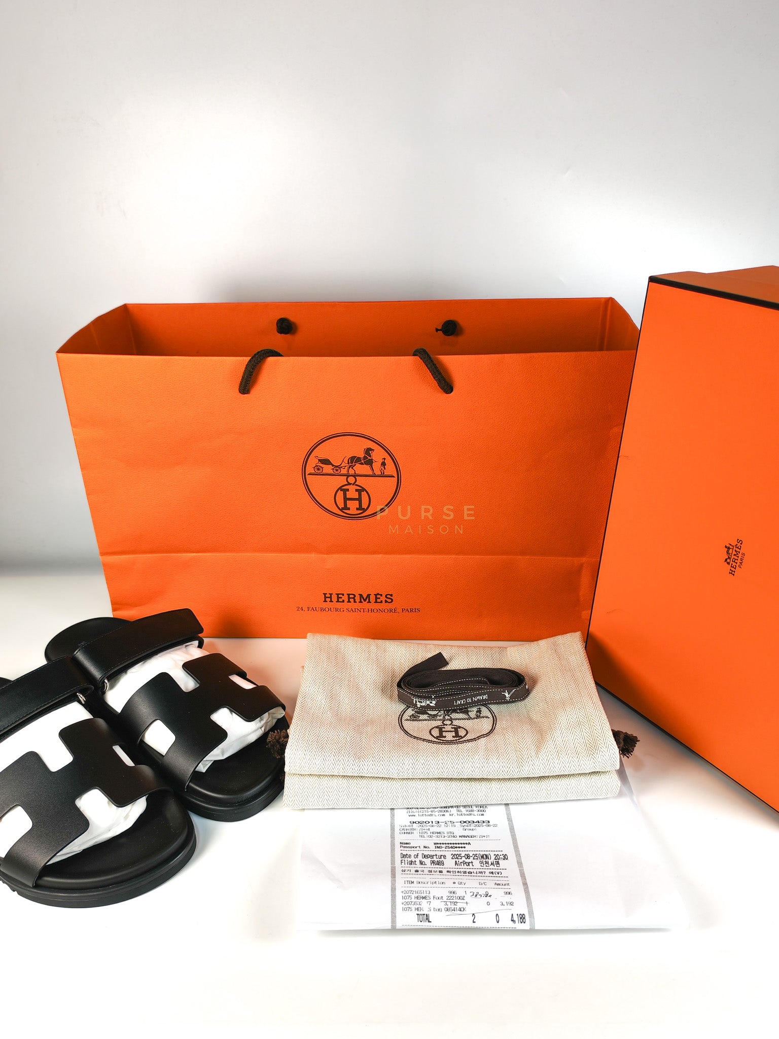 Chypre Black Sandals Size 38 EU (24cm) | Purse Maison Luxury Bags Shop