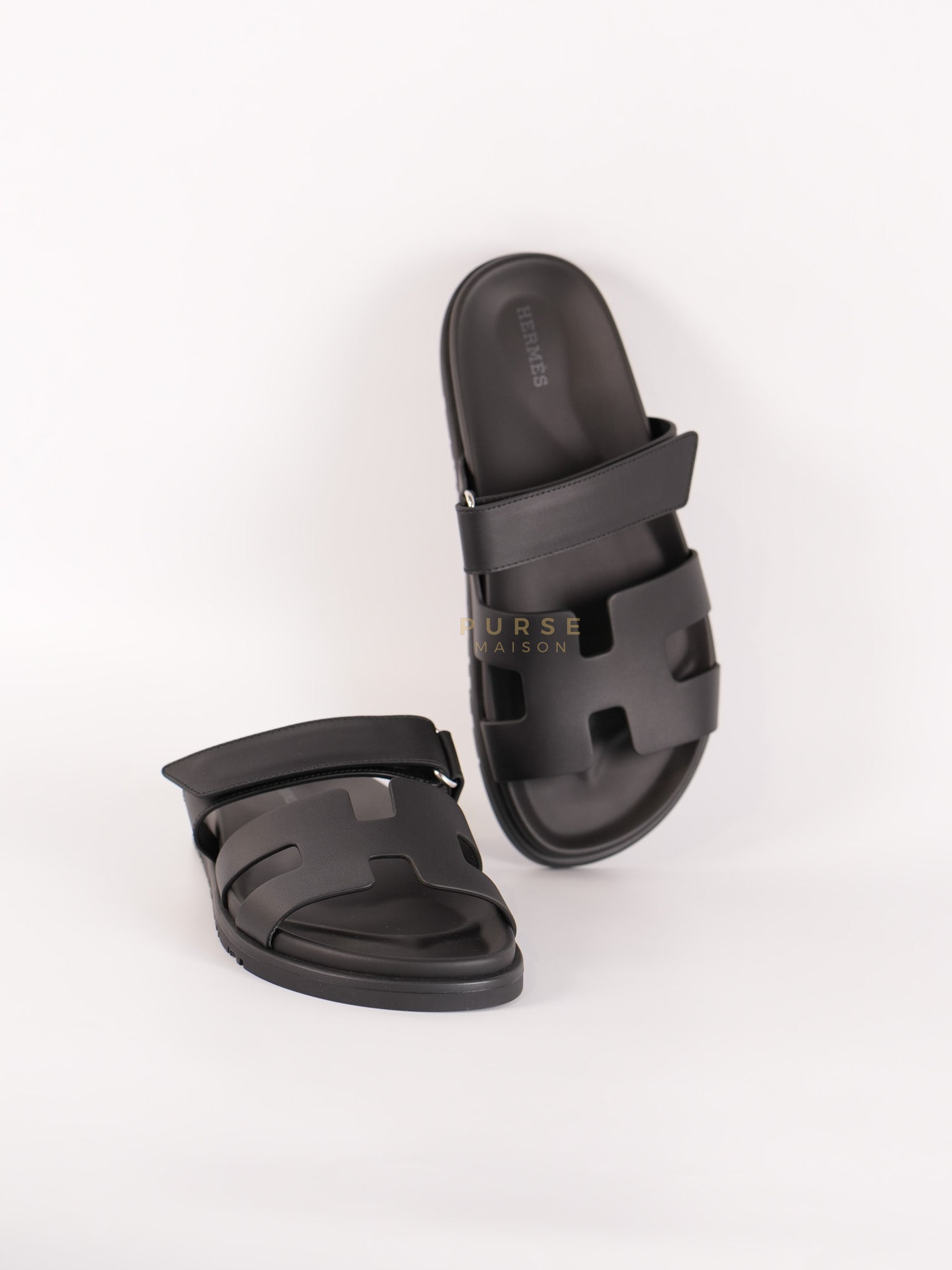 Chypre Black Sandals Size 38 EU (24cm) | Purse Maison Luxury Bags Shop