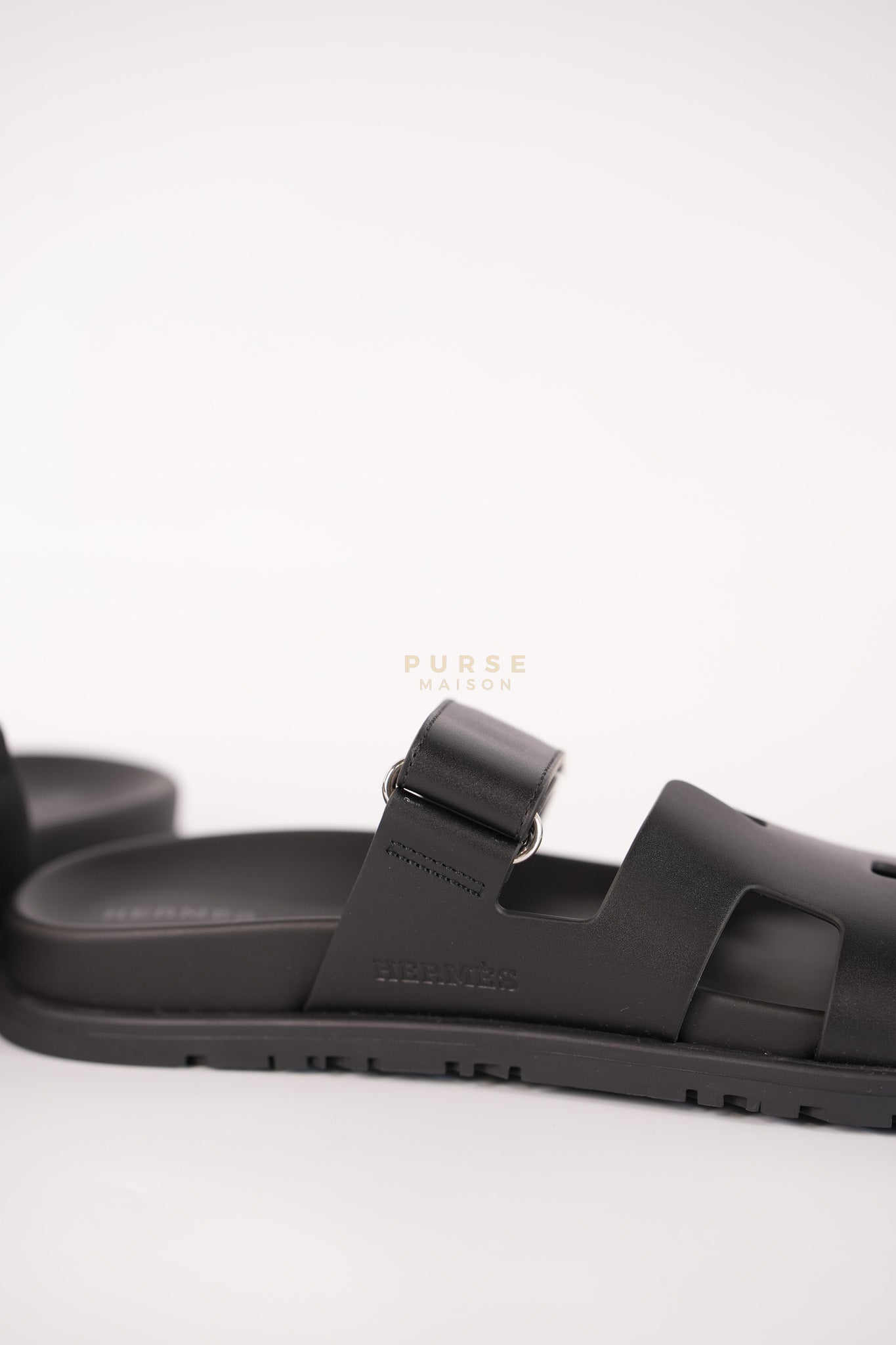 Chypre Black Sandals Size 38 EU (24cm) | Purse Maison Luxury Bags Shop