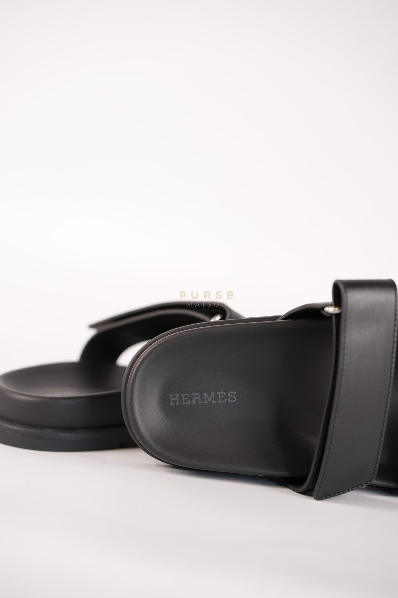 Chypre Black Sandals Size 38 EU (24cm) | Purse Maison Luxury Bags Shop