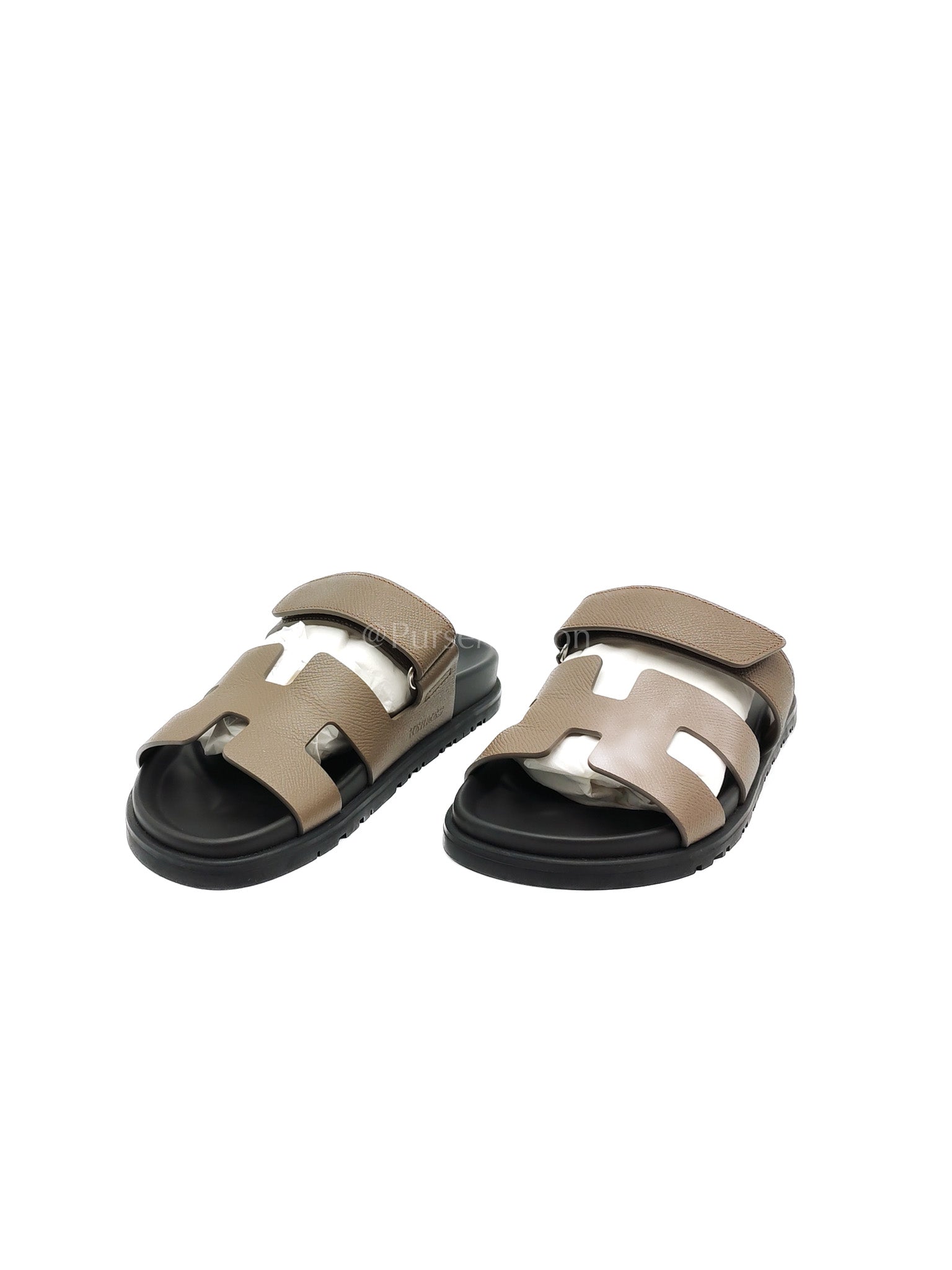 Chypre in Epsom Etoupe Leather Sandals Size 37.5(24 cm) | Purse Maison Luxury Bags Shop