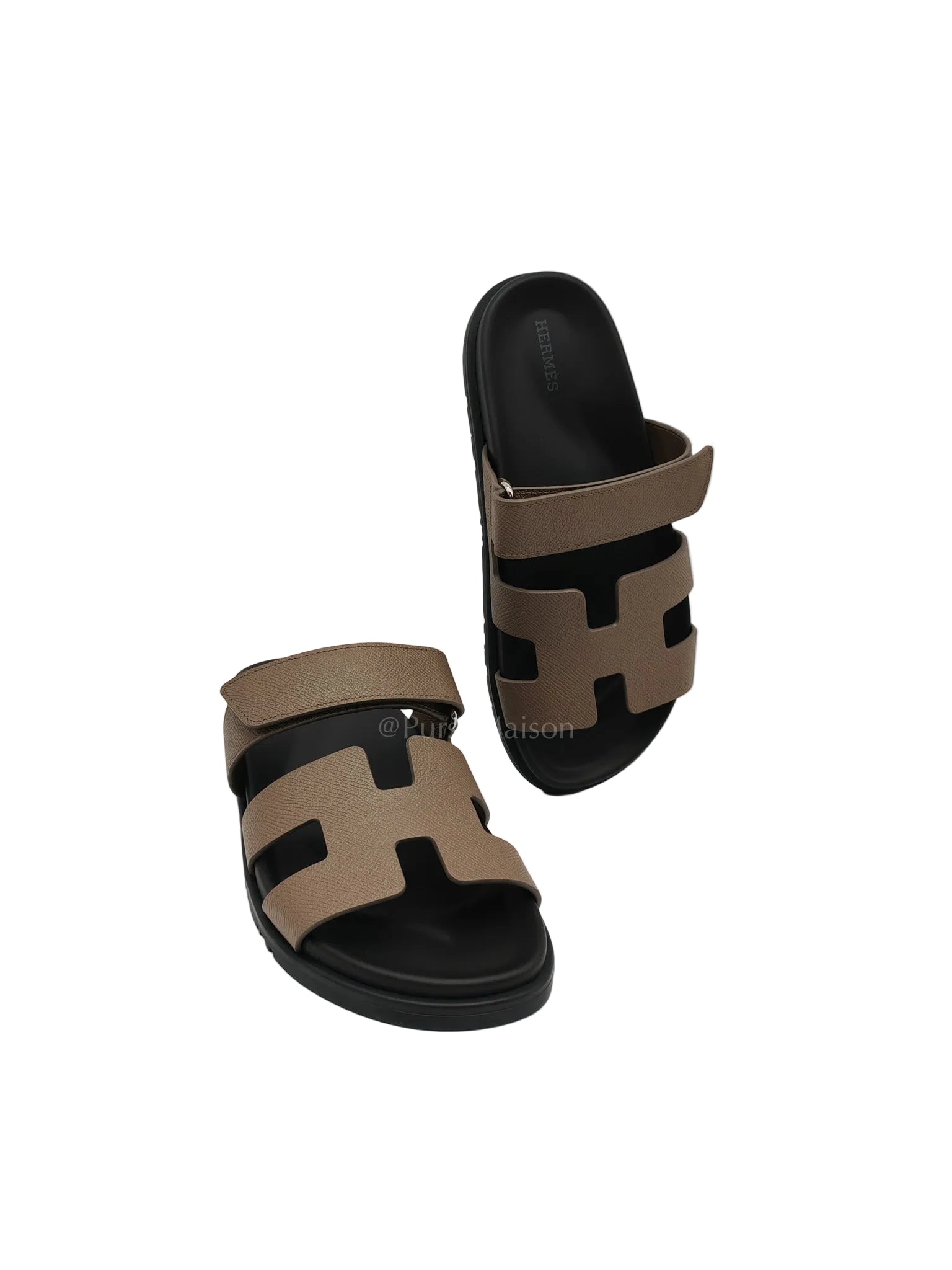 Chypre Sandal in Etoupe Epsom Leather Size 38.5 EU (24.7 cm) | Purse Maison Luxury Bags Shop