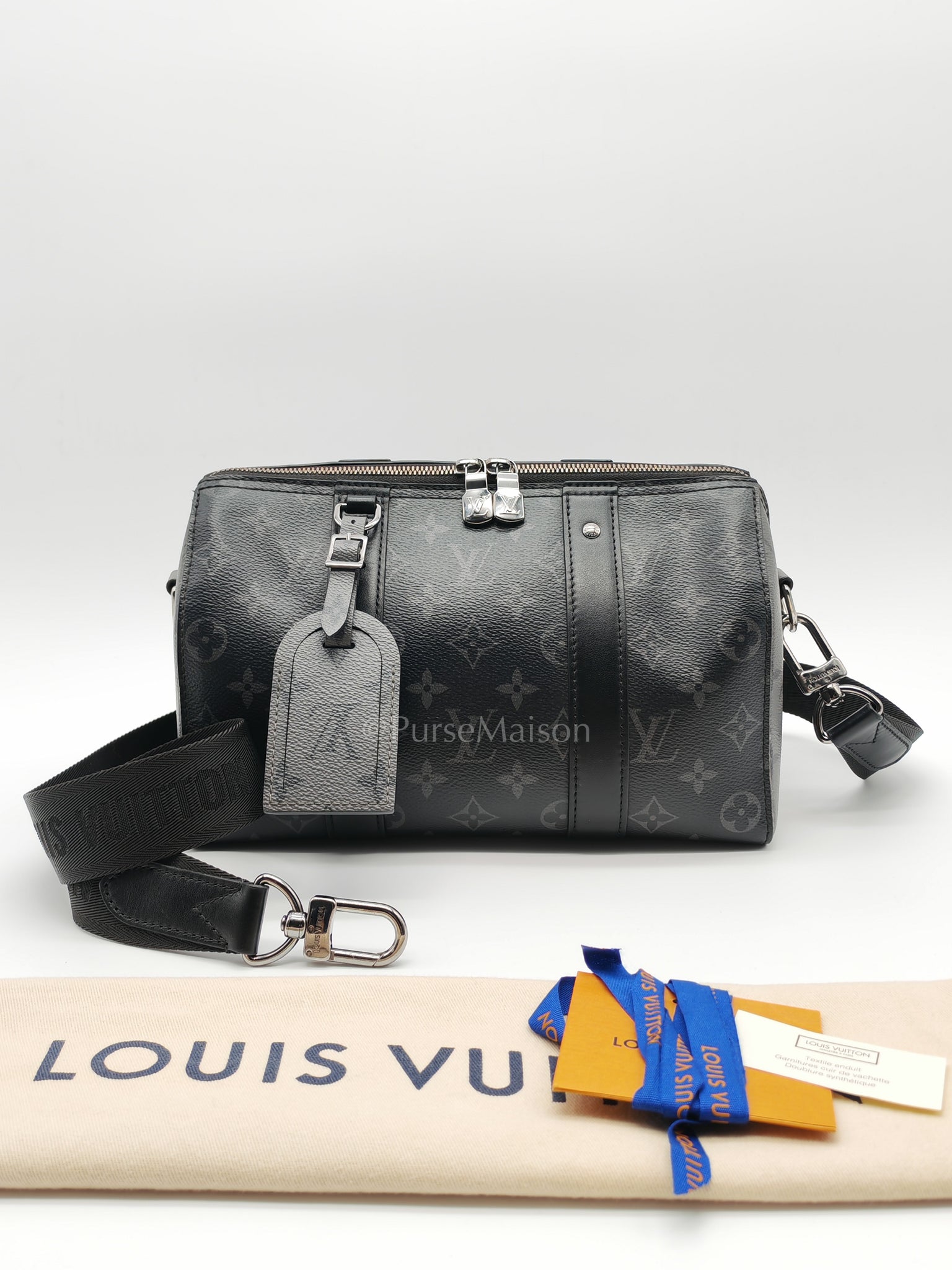 City Keepall Shoulder Bag in Monogram Eclipse Canvas (Microchip) | Purse Maison Luxury Bags Shop