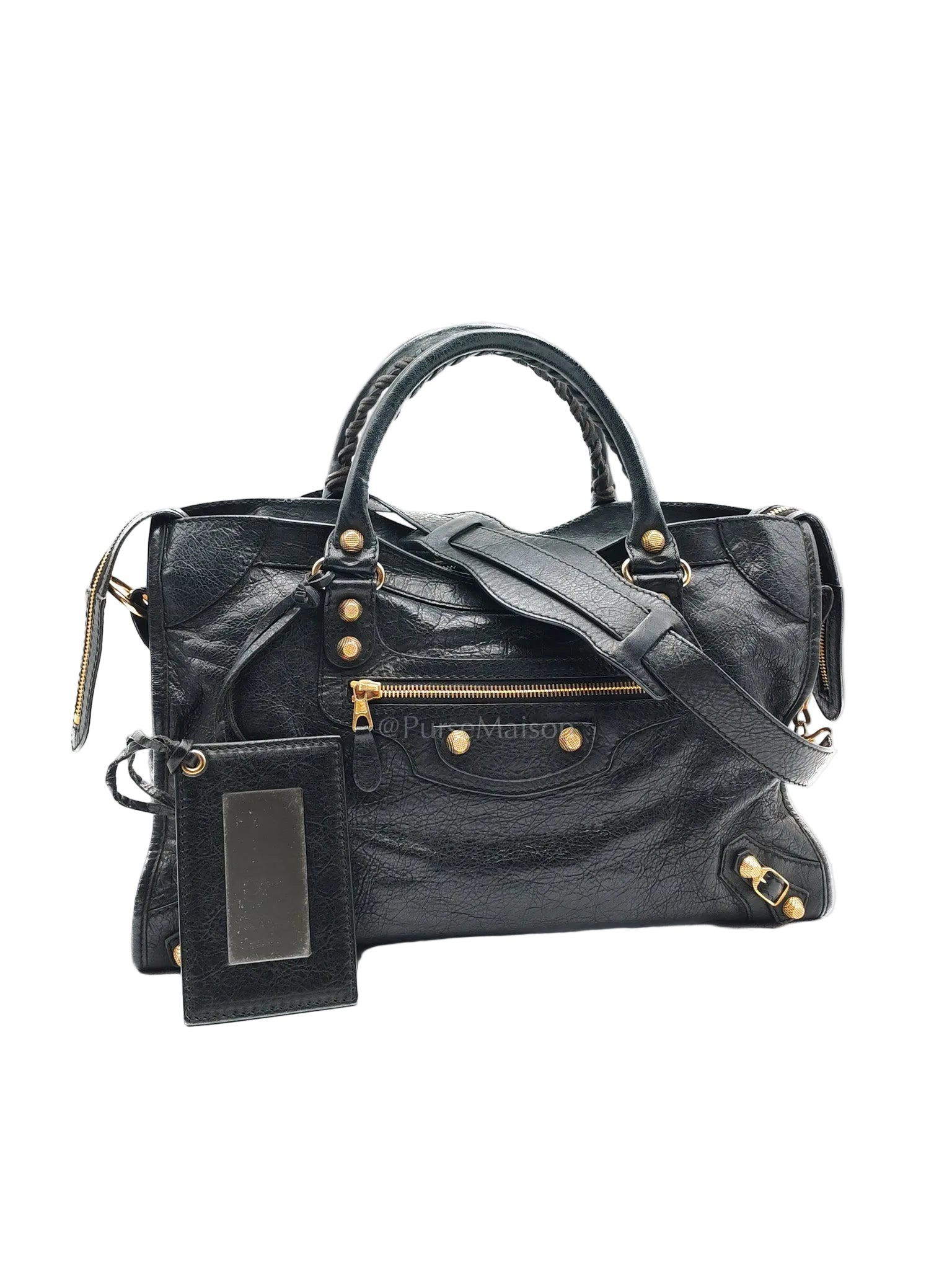 City Metallic Medium in Black Lambskin Leather Shoulder Bag | Purse Maison Luxury Bags Shop