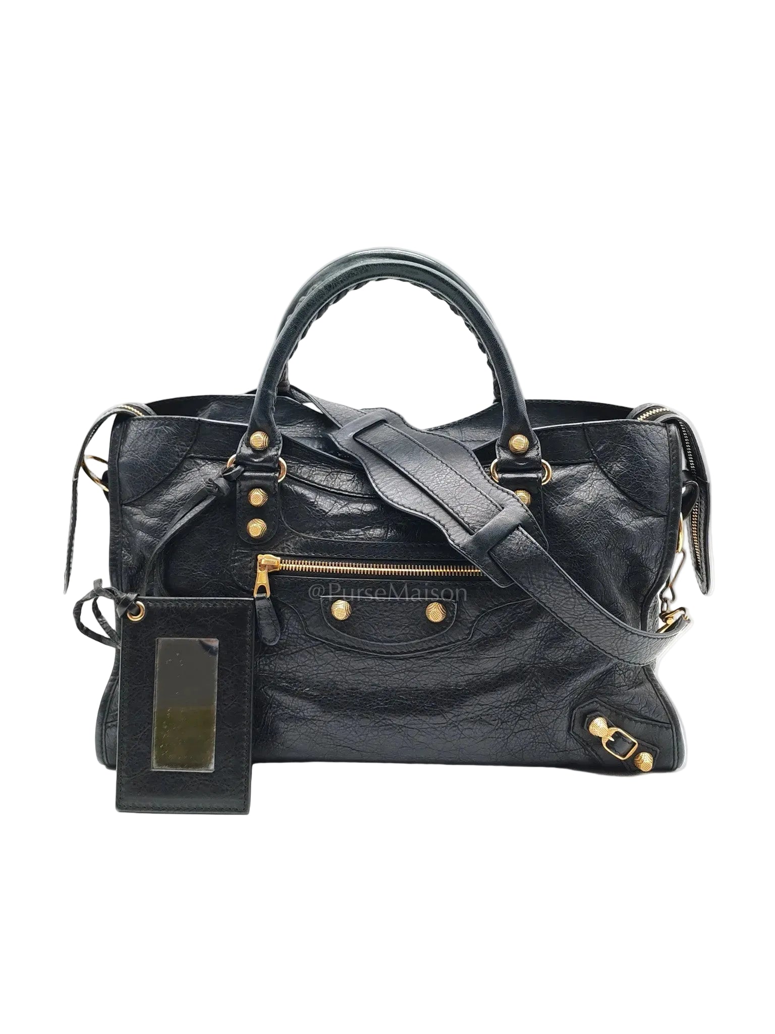City Metallic Medium in Black Lambskin Leather Shoulder Bag | Purse Maison Luxury Bags Shop