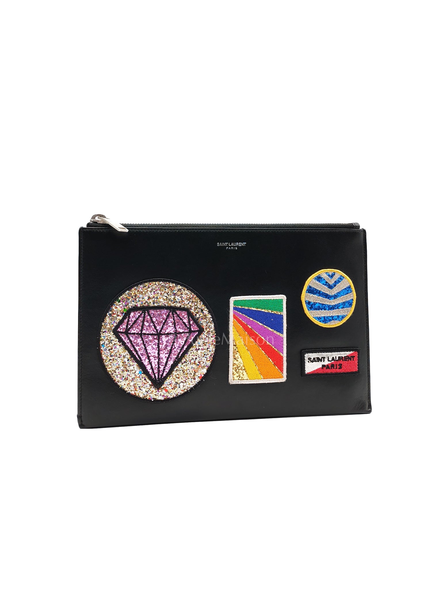 City Patch Pouch in Black/Multicolor Silver Harware | Purse Maison Luxury Bags Shop