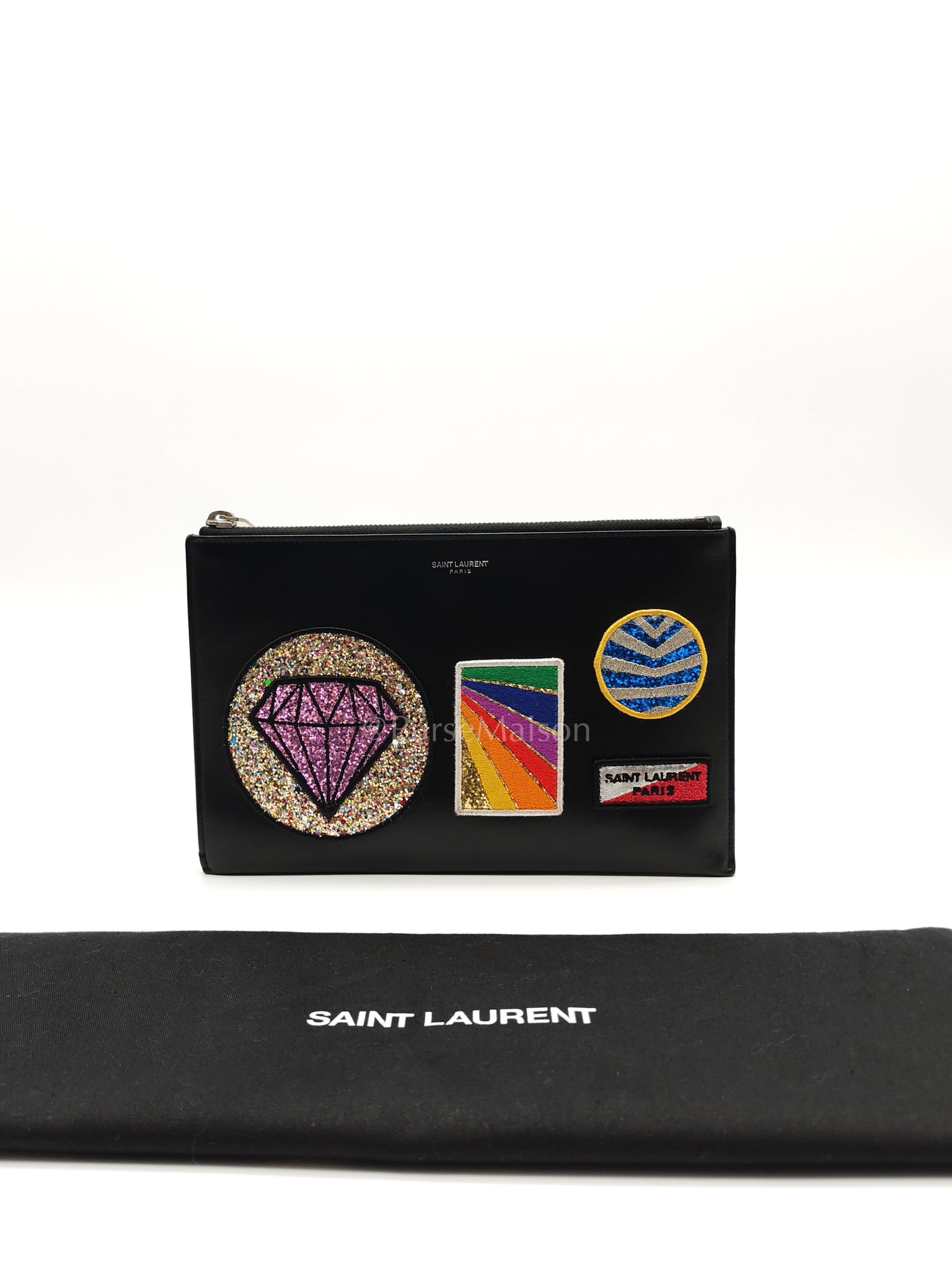 City Patch Pouch in Black/Multicolor Silver Harware | Purse Maison Luxury Bags Shop