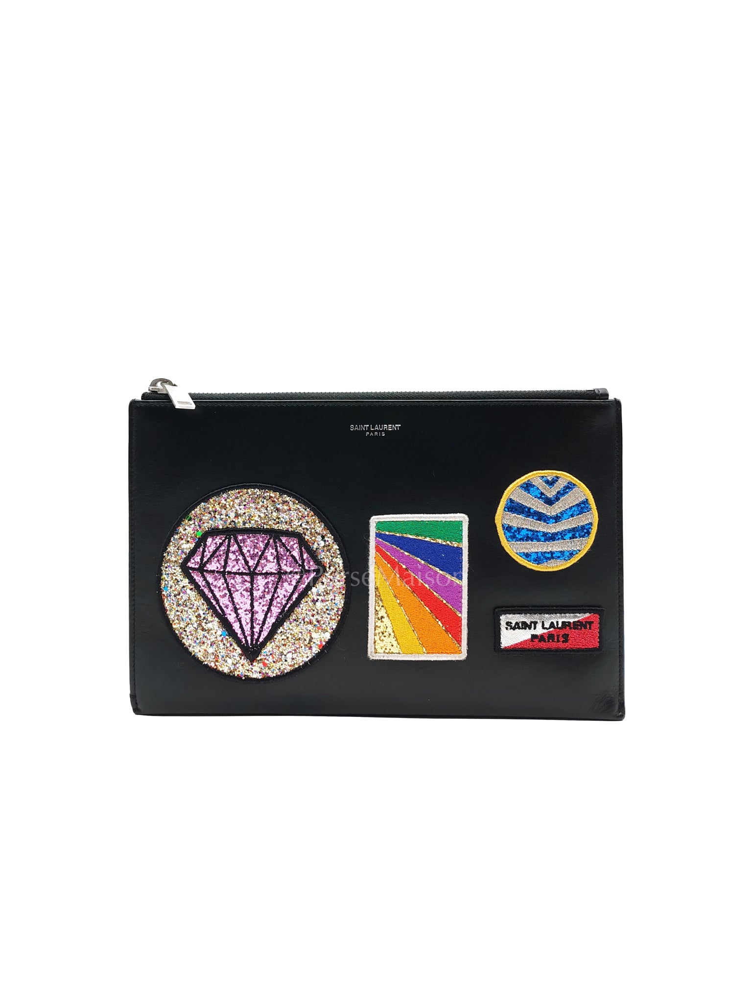 City Patch Pouch in Black/Multicolor Silver Harware | Purse Maison Luxury Bags Shop