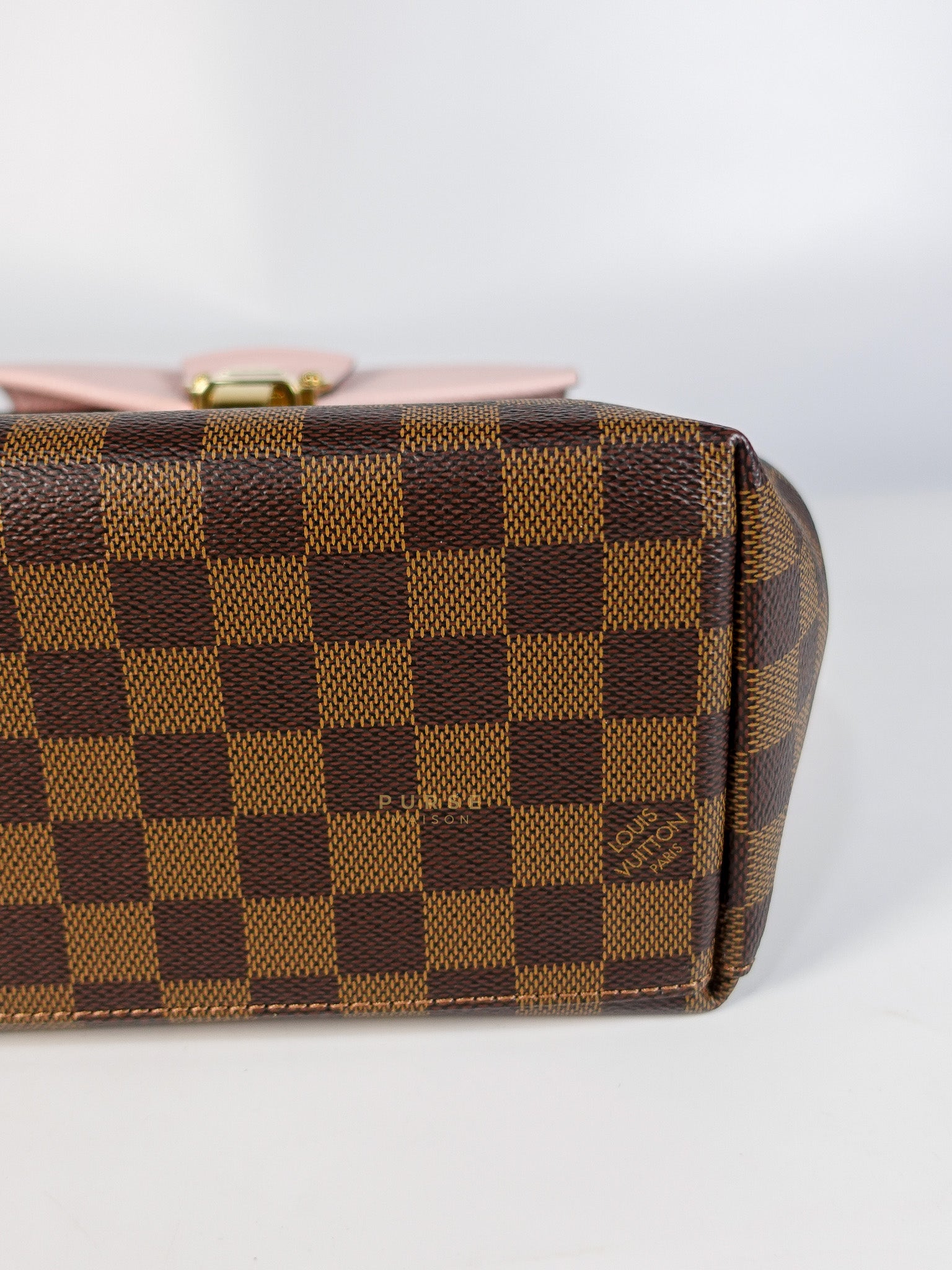 Clapton Back Pack In Brown & Pink Damier Ebene Canvas (Date Code: SR5109) | Purse Maison Luxury Bags Shop