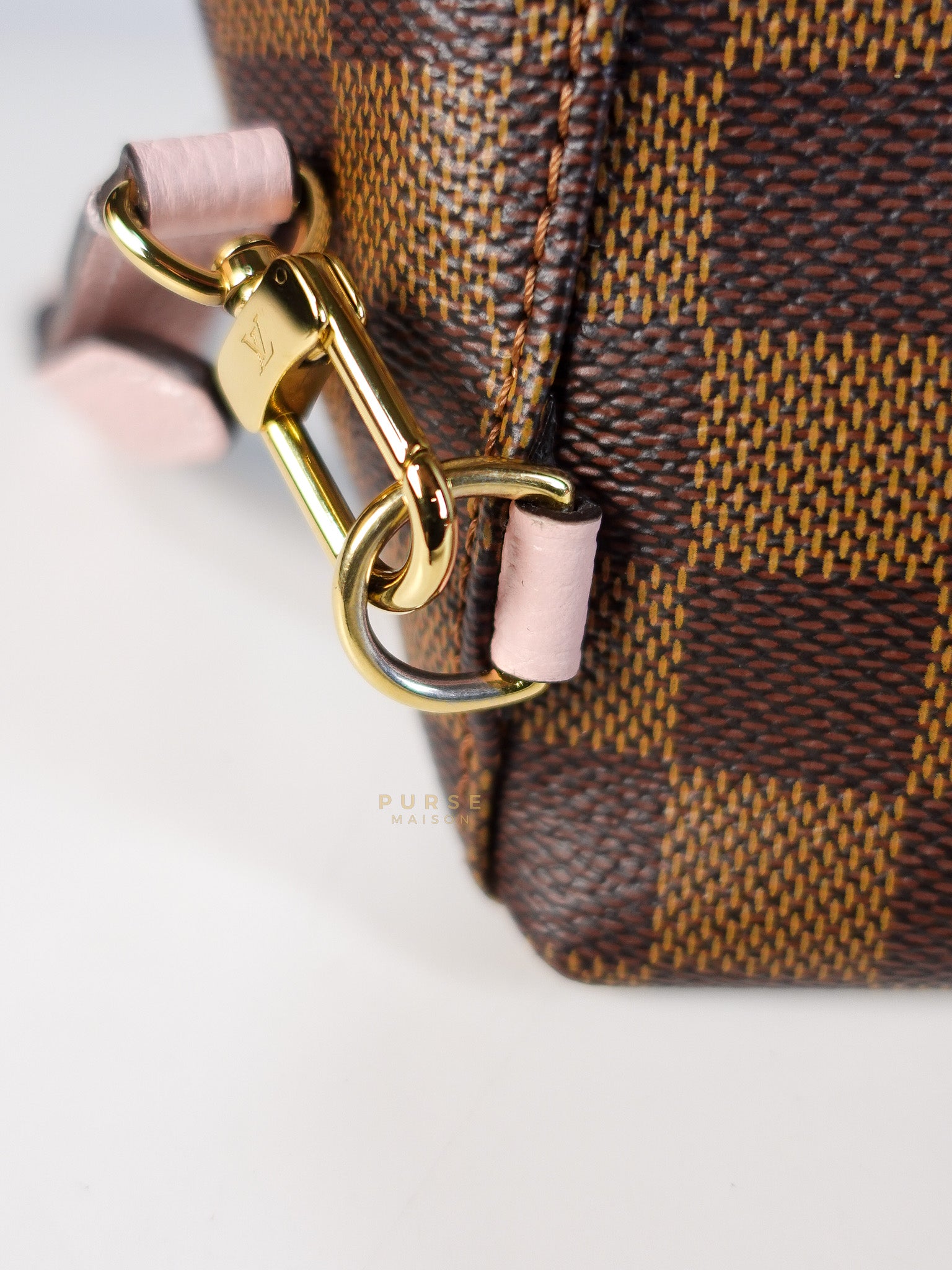 Clapton Back Pack In Brown & Pink Damier Ebene Canvas (Date Code: SR5109) | Purse Maison Luxury Bags Shop