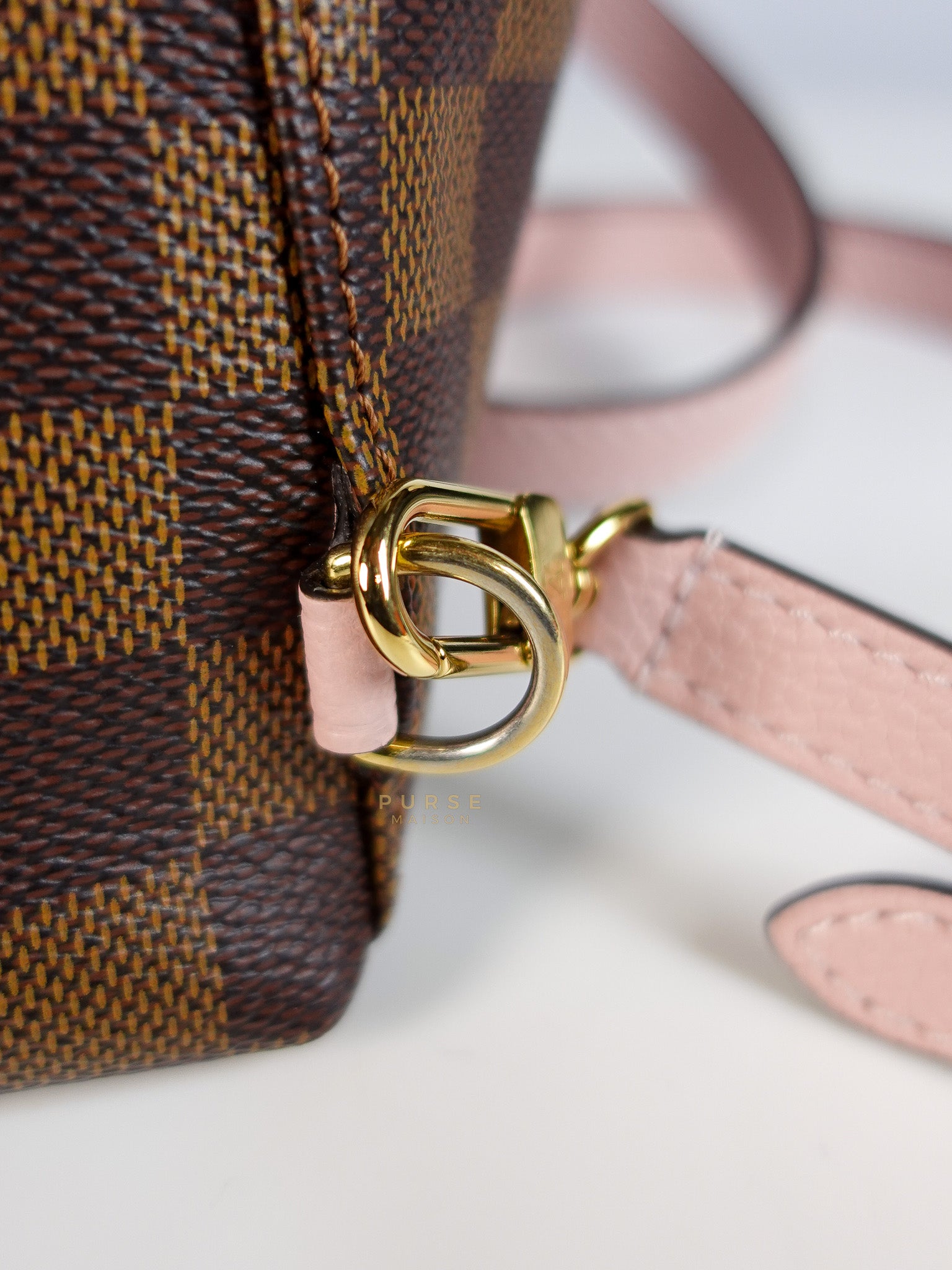 Clapton Back Pack In Brown & Pink Damier Ebene Canvas (Date Code: SR5109) | Purse Maison Luxury Bags Shop