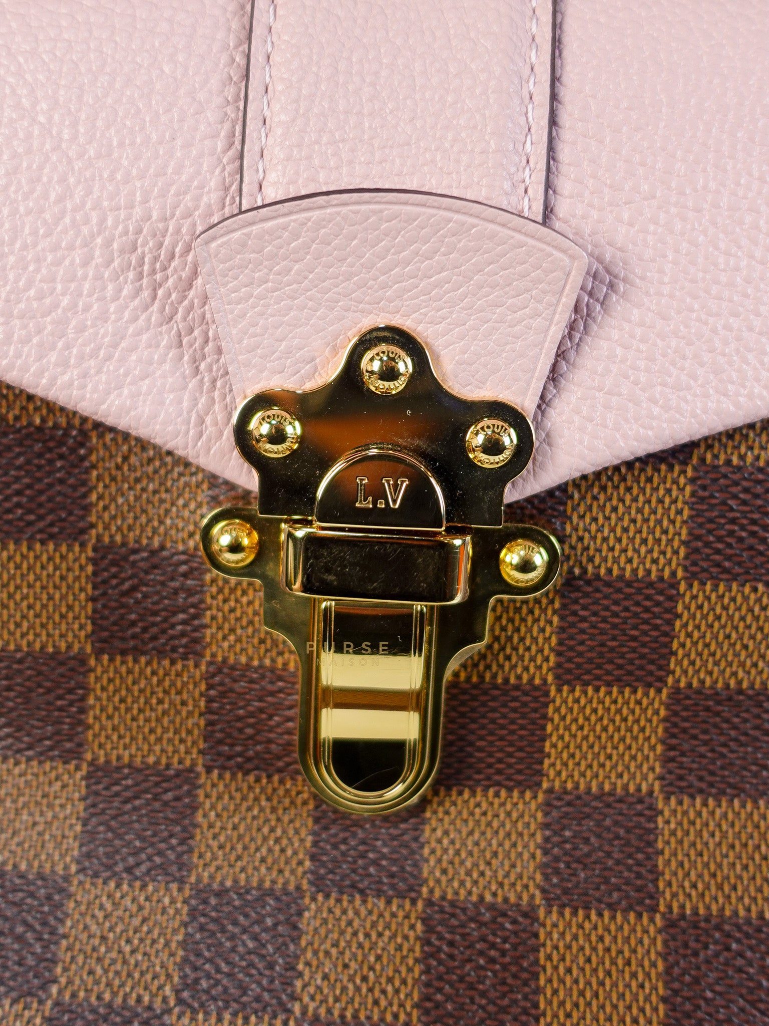 Clapton Back Pack In Brown & Pink Damier Ebene Canvas (Date Code: SR5109) | Purse Maison Luxury Bags Shop