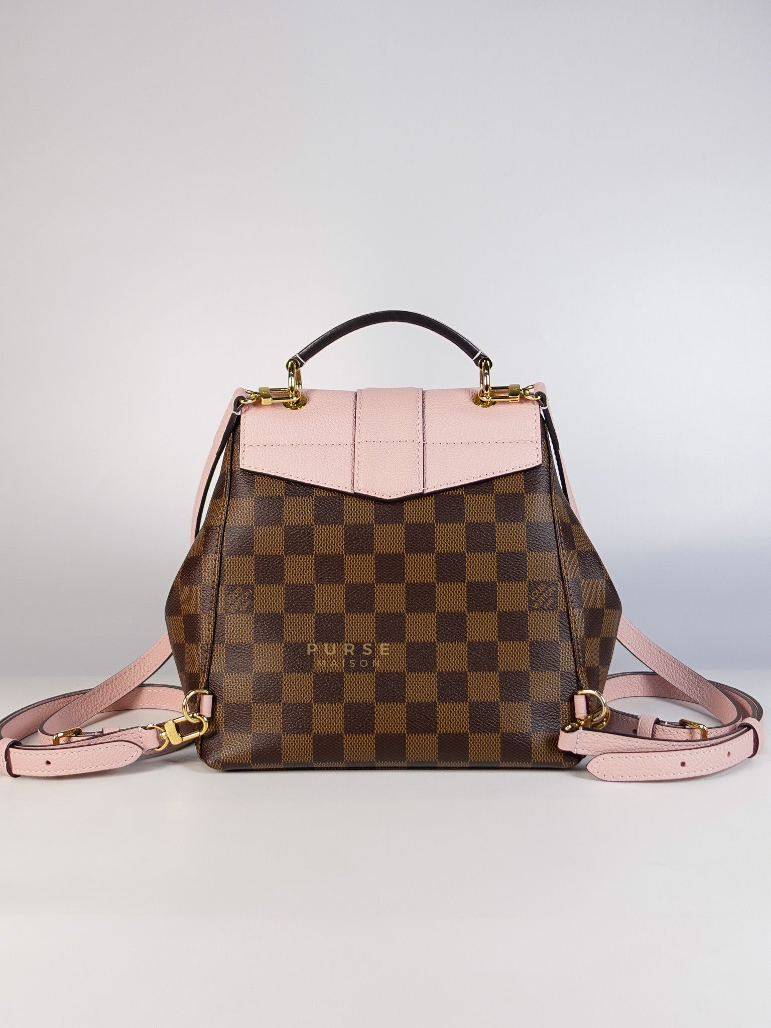 Clapton Back Pack In Brown & Pink Damier Ebene Canvas (Date Code: SR5109) | Purse Maison Luxury Bags Shop