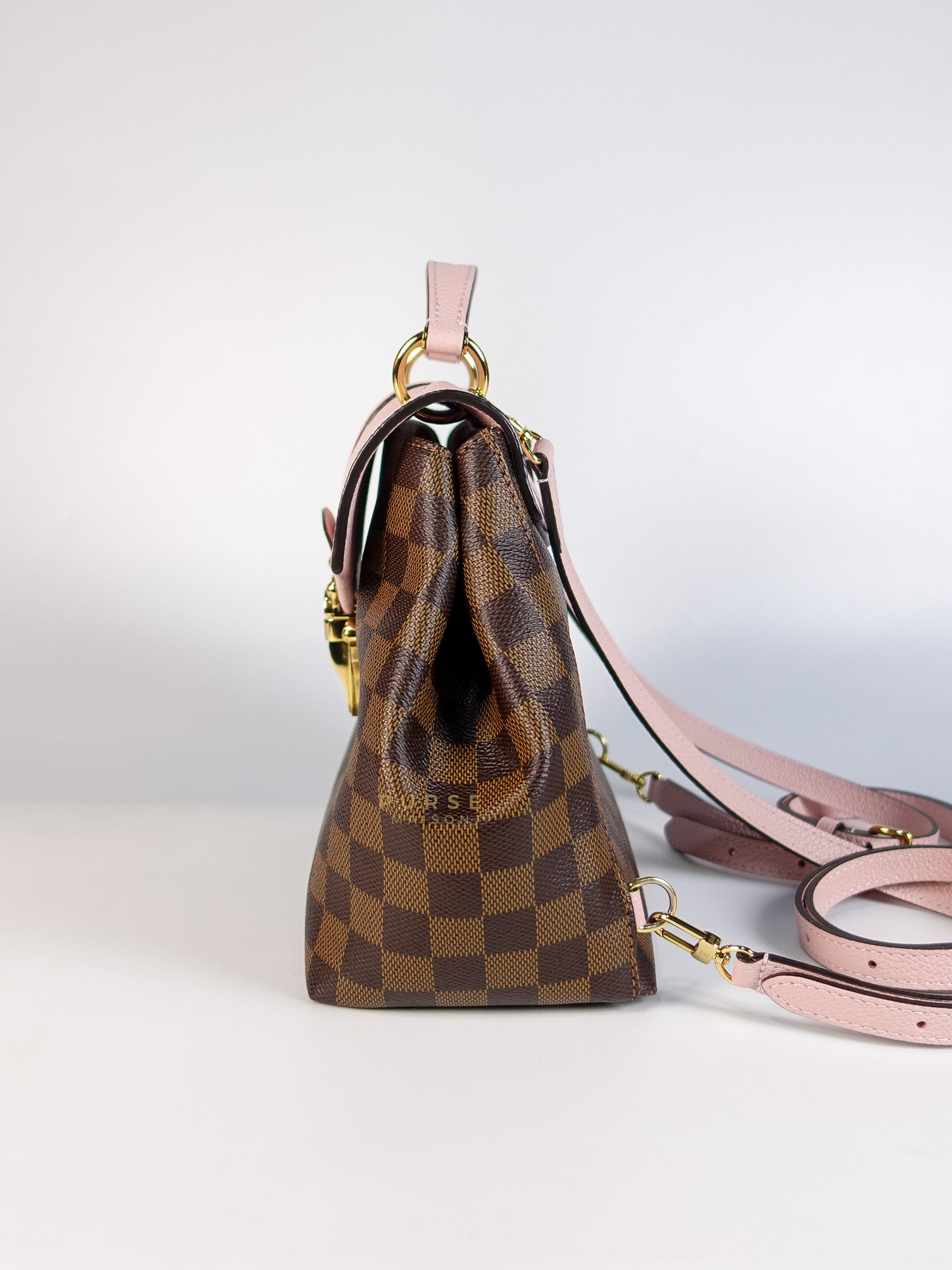 Clapton Back Pack In Brown & Pink Damier Ebene Canvas (Date Code: SR5109) | Purse Maison Luxury Bags Shop