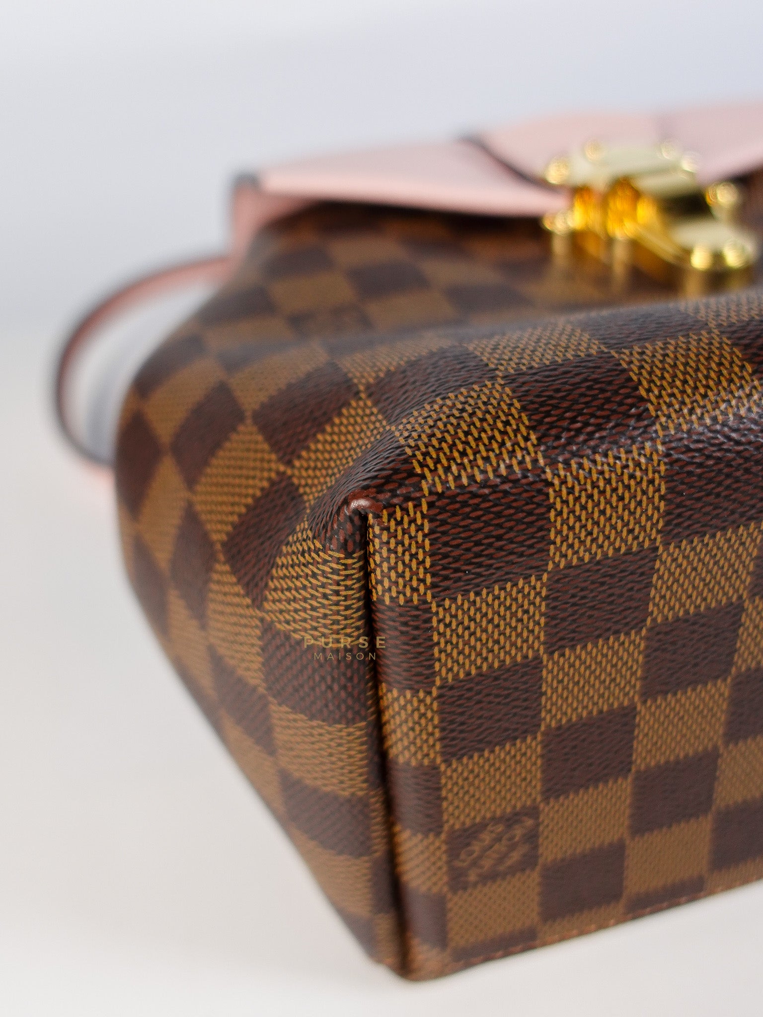 Clapton Back Pack In Brown & Pink Damier Ebene Canvas (Date Code: SR5109) | Purse Maison Luxury Bags Shop