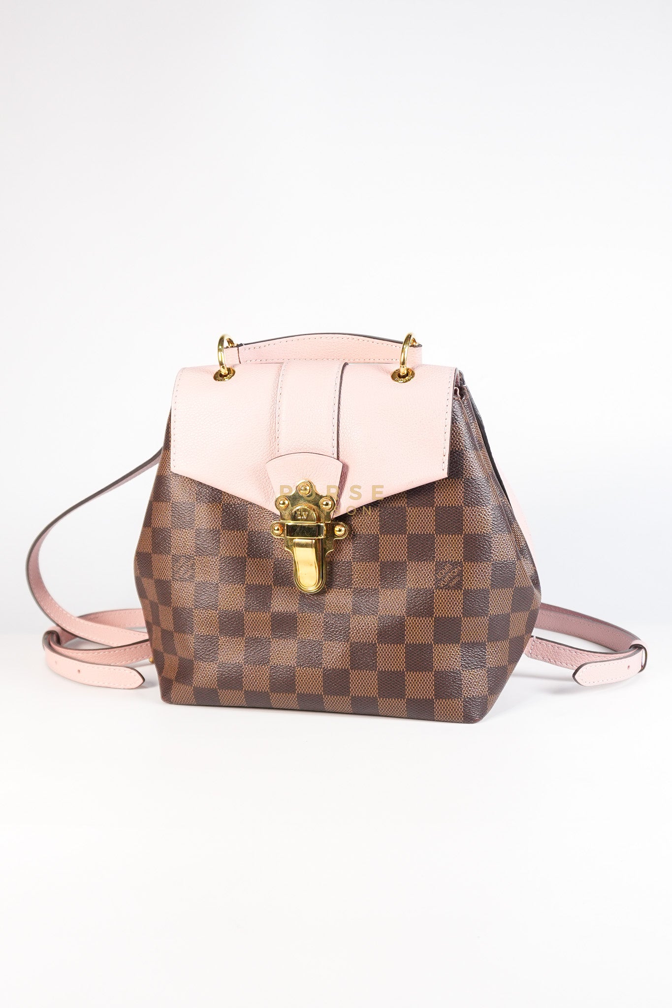 Clapton Backpack in Pink Damier Ebene Canvas (Date Code: SR 1108) | Purse Maison Luxury Bags Shop