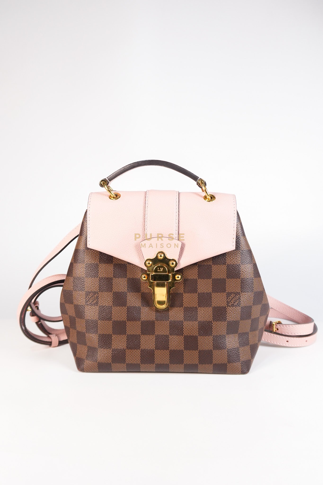 Clapton Backpack in Pink Damier Ebene Canvas (Date Code: SR 1108) | Purse Maison Luxury Bags Shop