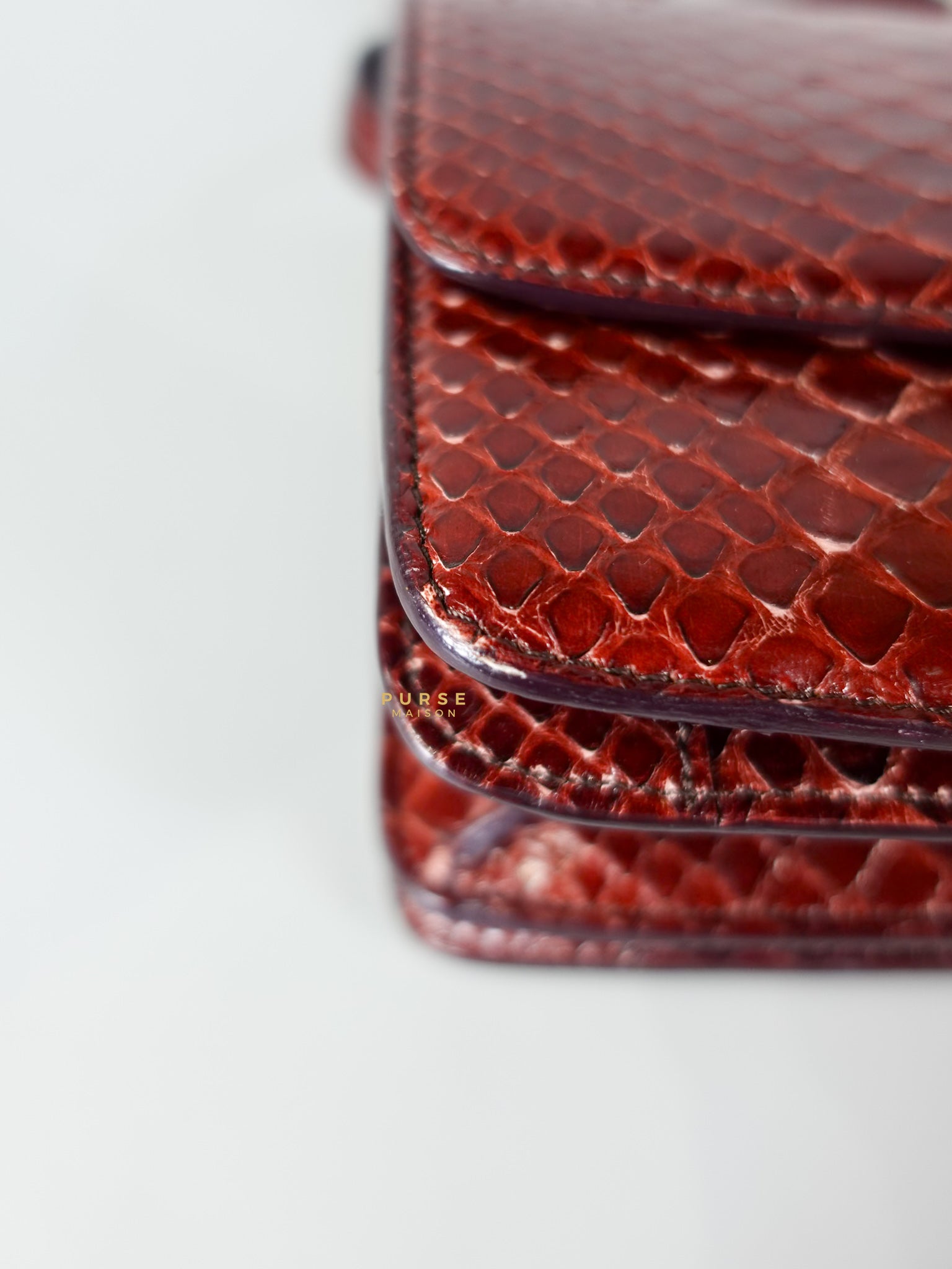 Classic Box Maroon Python Mini Shoulder Bag | Purse Maison Luxury Bags Shop