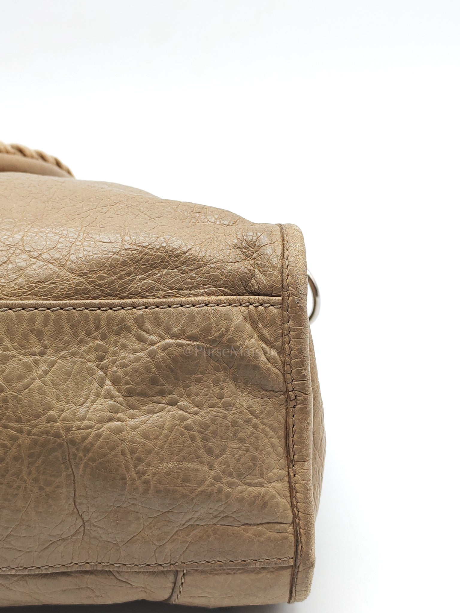 Classic City Bag Medium in Beige Lambskin Leather & Silver Hardware | Purse Maison Luxury Bags Shop