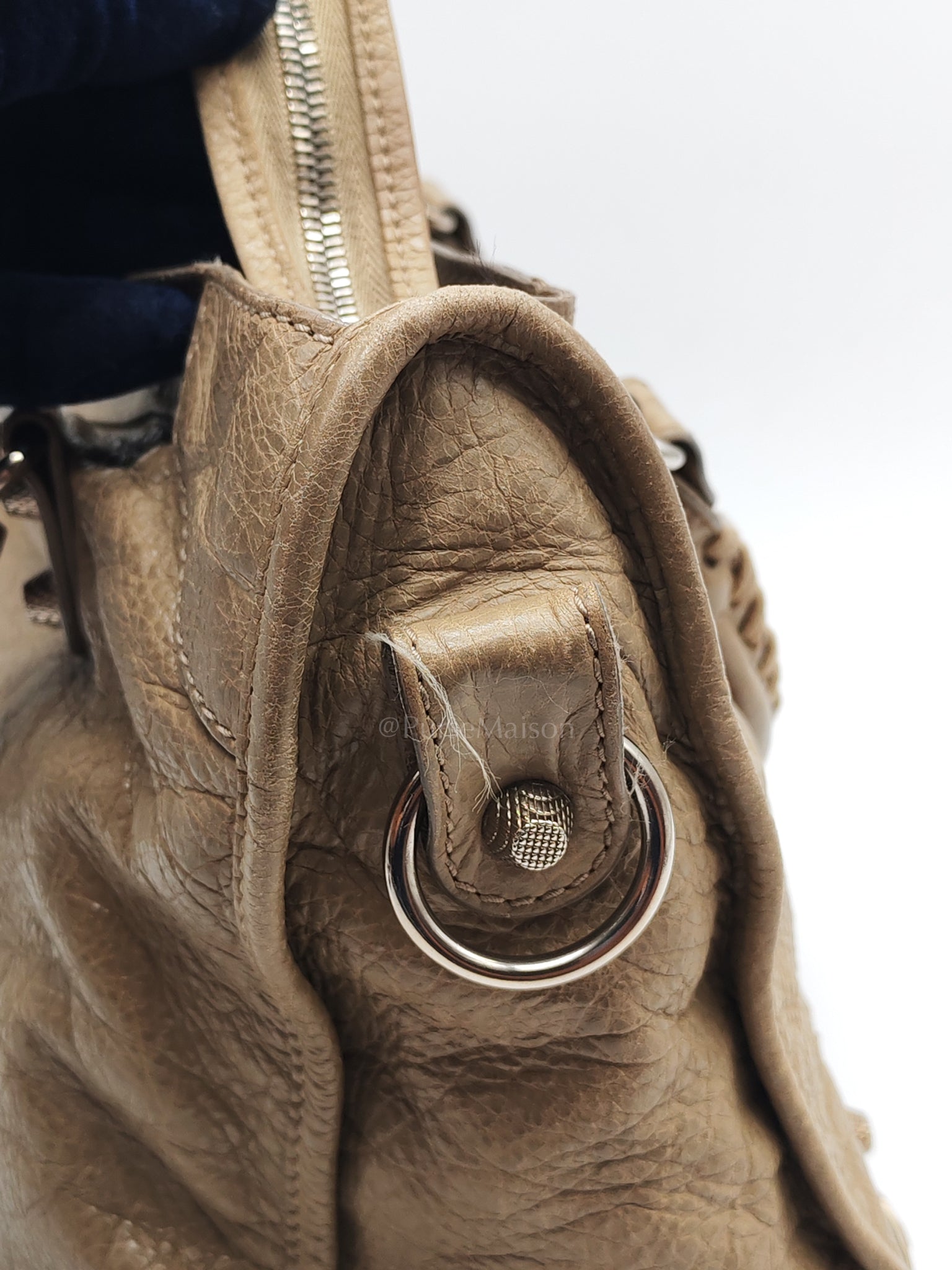 Classic City Bag Medium in Beige Lambskin Leather & Silver Hardware | Purse Maison Luxury Bags Shop