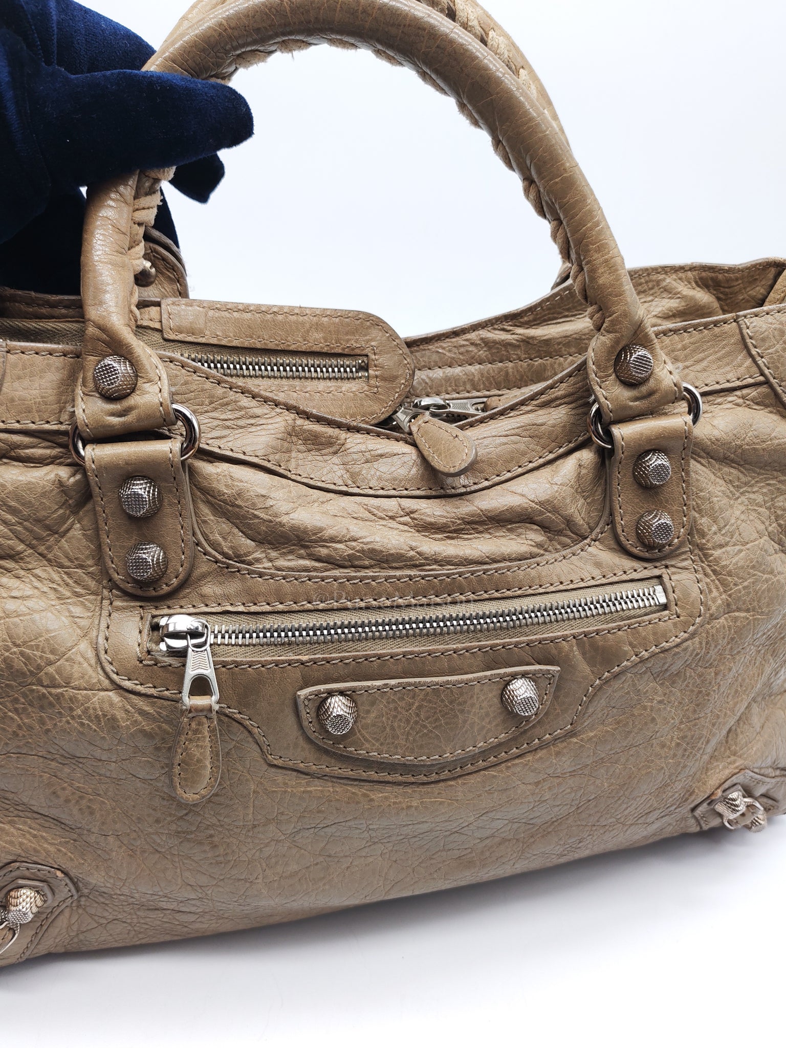 Classic City Bag Medium in Beige Lambskin Leather & Silver Hardware | Purse Maison Luxury Bags Shop
