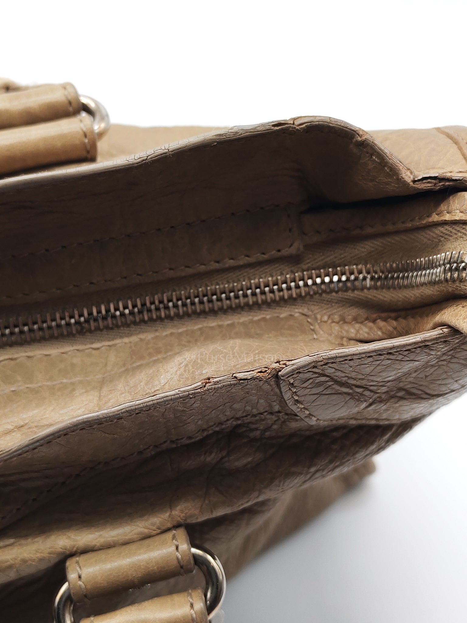 Classic City Bag Medium in Beige Lambskin Leather & Silver Hardware | Purse Maison Luxury Bags Shop