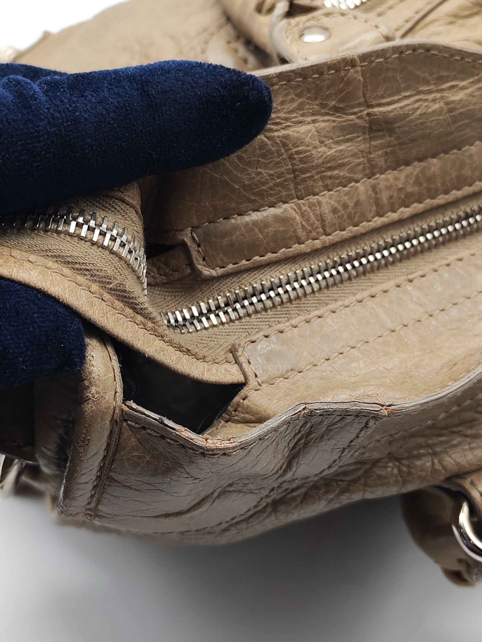 Classic City Bag Medium in Beige Lambskin Leather & Silver Hardware | Purse Maison Luxury Bags Shop