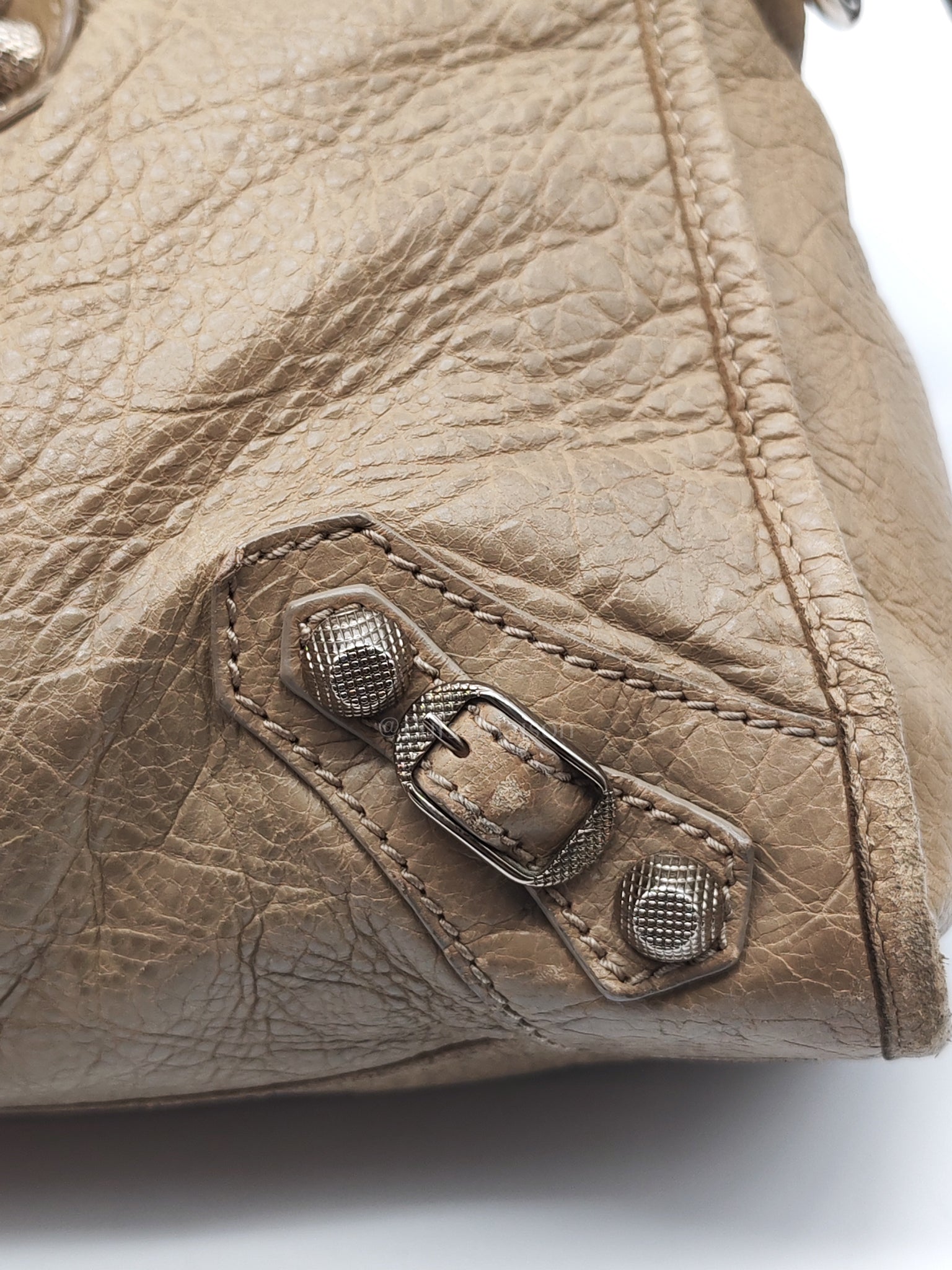 Classic City Bag Medium in Beige Lambskin Leather & Silver Hardware | Purse Maison Luxury Bags Shop