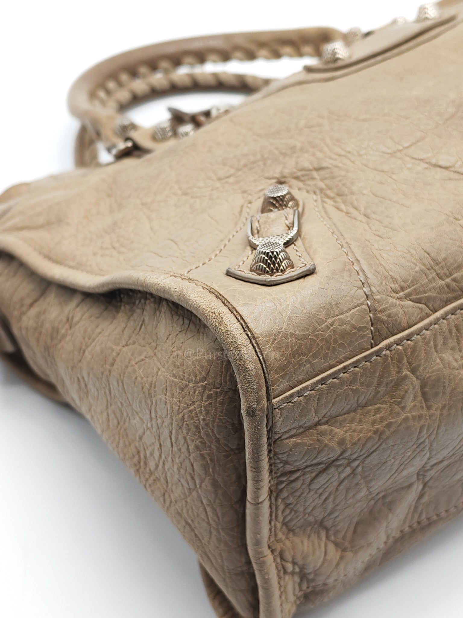 Classic City Bag Medium in Beige Lambskin Leather & Silver Hardware | Purse Maison Luxury Bags Shop