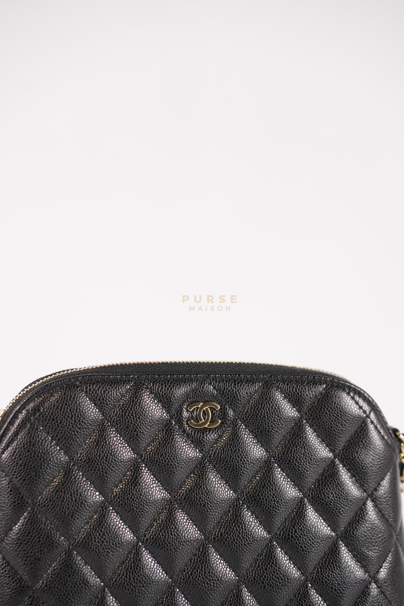 Classic Clutch on Chain in Black Caviar Leather and Gold Hardware (Microchip) | Purse Maison Luxury Bags Shop