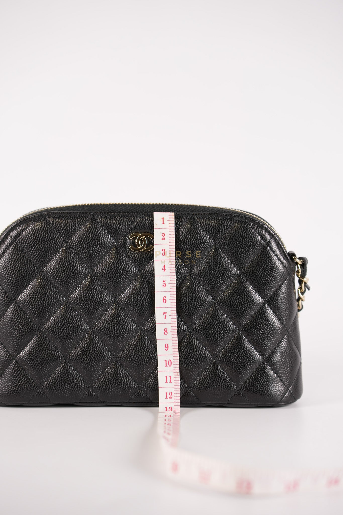 Classic Clutch on Chain in Black Caviar Leather and Gold Hardware (Microchip) | Purse Maison Luxury Bags Shop