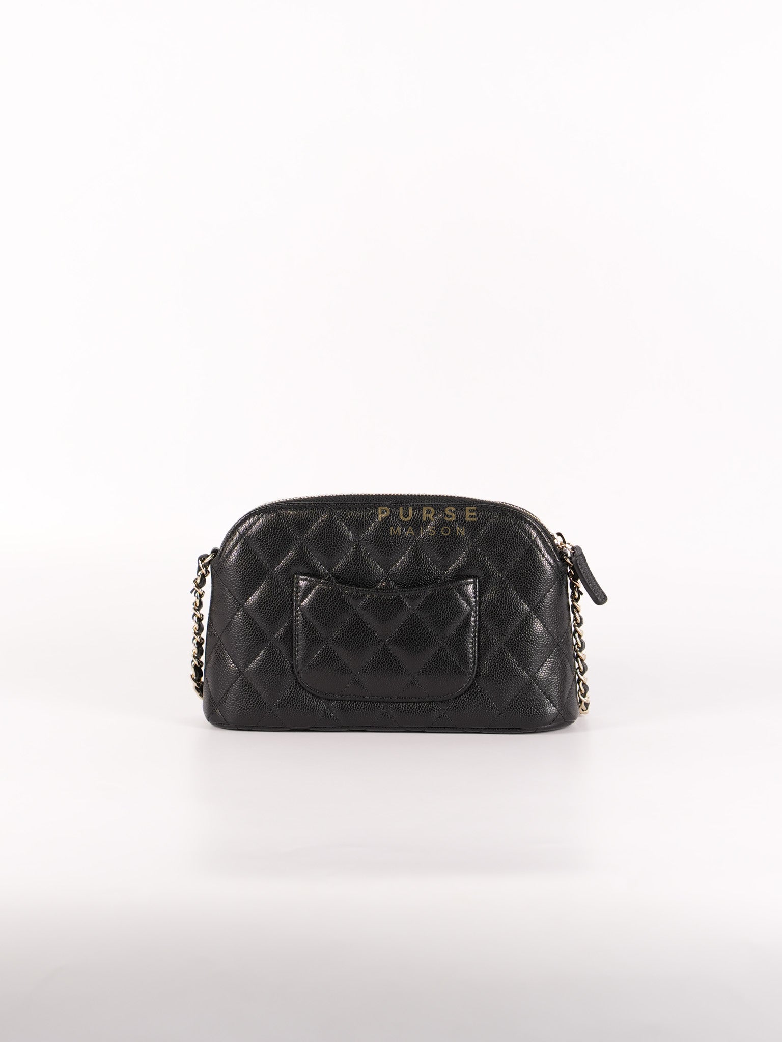 Classic Clutch on Chain in Black Caviar Leather and Gold Hardware (Microchip) | Purse Maison Luxury Bags Shop