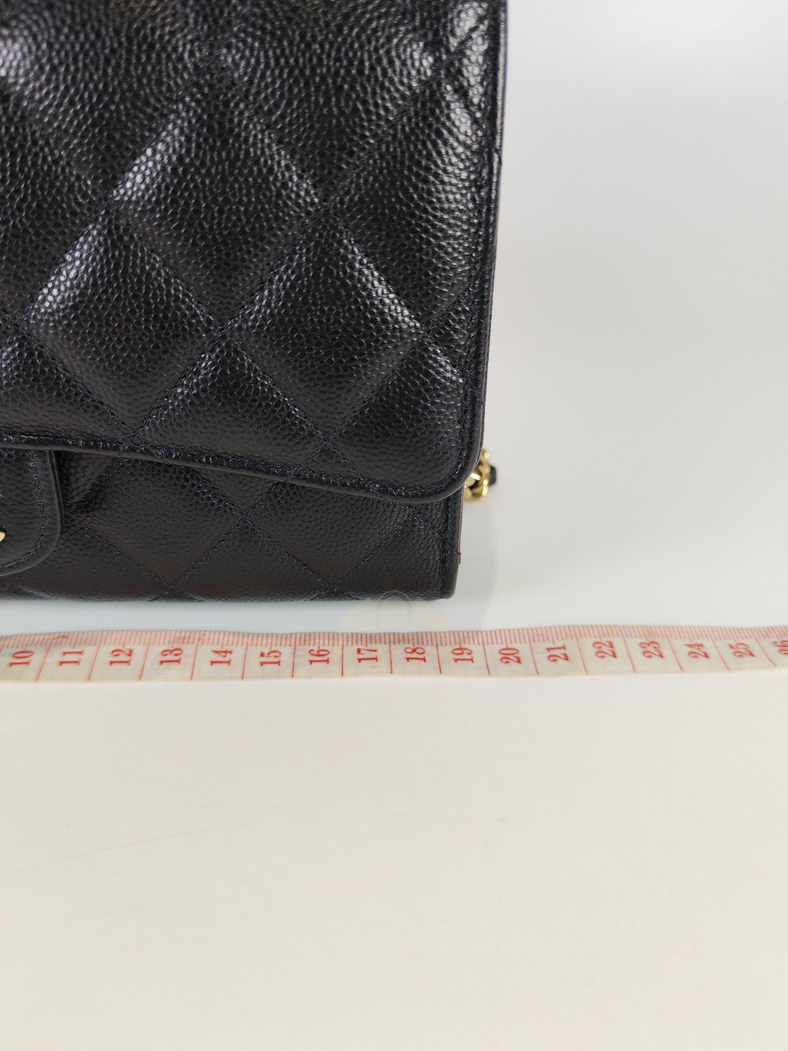 Classic Clutch On Chain in Black Caviar Leather and Light Gold Hardware (Microchip | Purse Maison Luxury Bags Shop