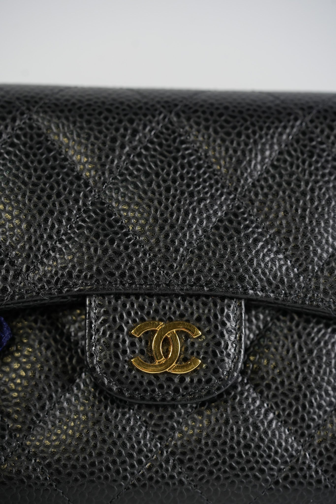 Classic Compact Trifold Wallet in Black Caviar Leather Gold Hardware (Series 27) | Purse Maison Luxury Bags Shop