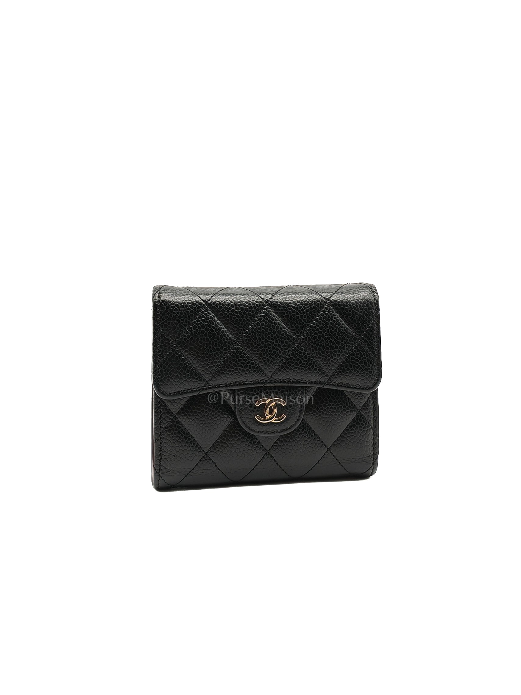 Classic Compact Wallet in Black Caviar Leather and Light Gold Hardware Series 31 | Purse Maison Luxury Bags Shop