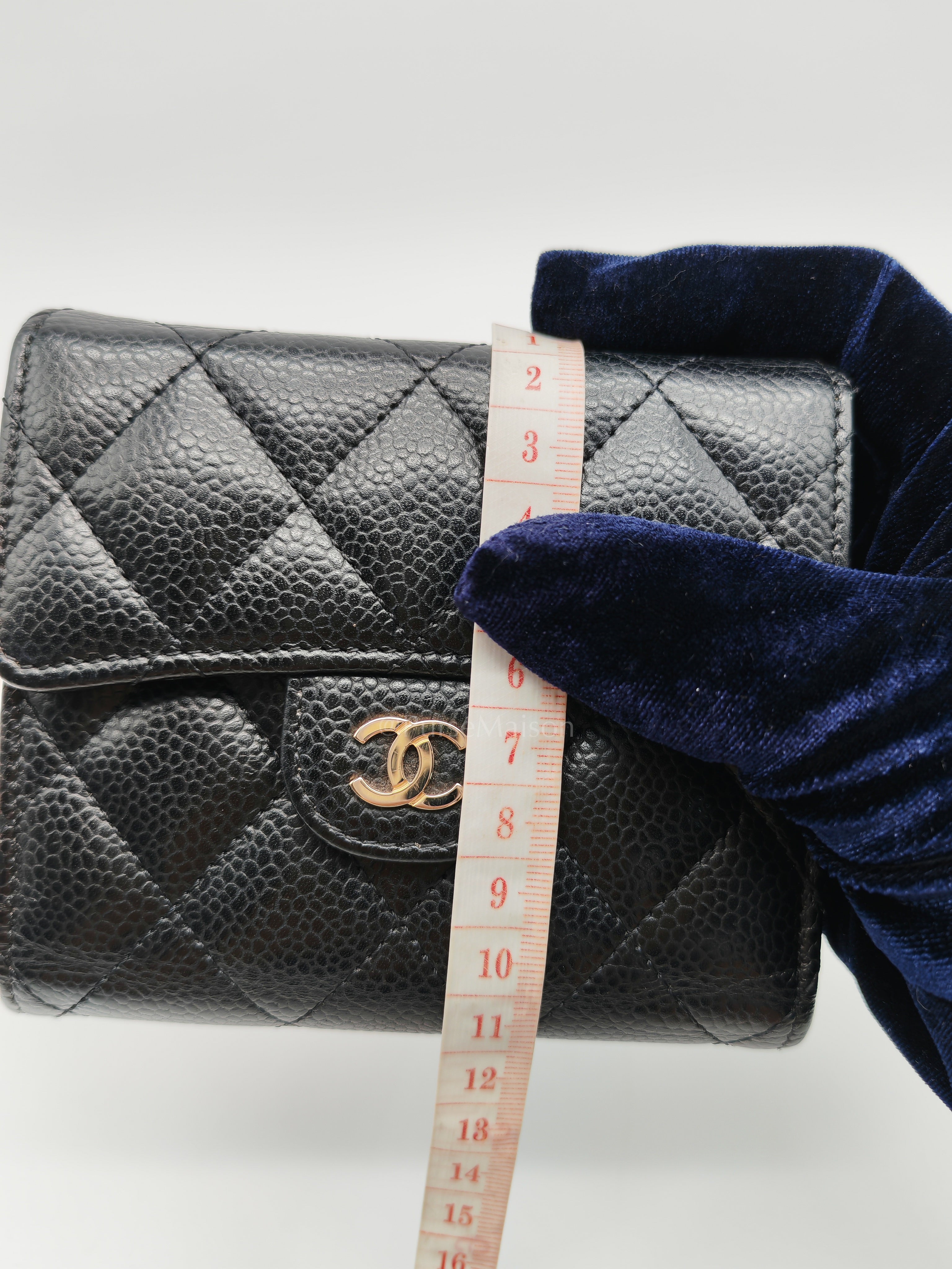 Classic Compact Wallet in Black Caviar Leather and Light Gold Hardware Series 31 | Purse Maison Luxury Bags Shop