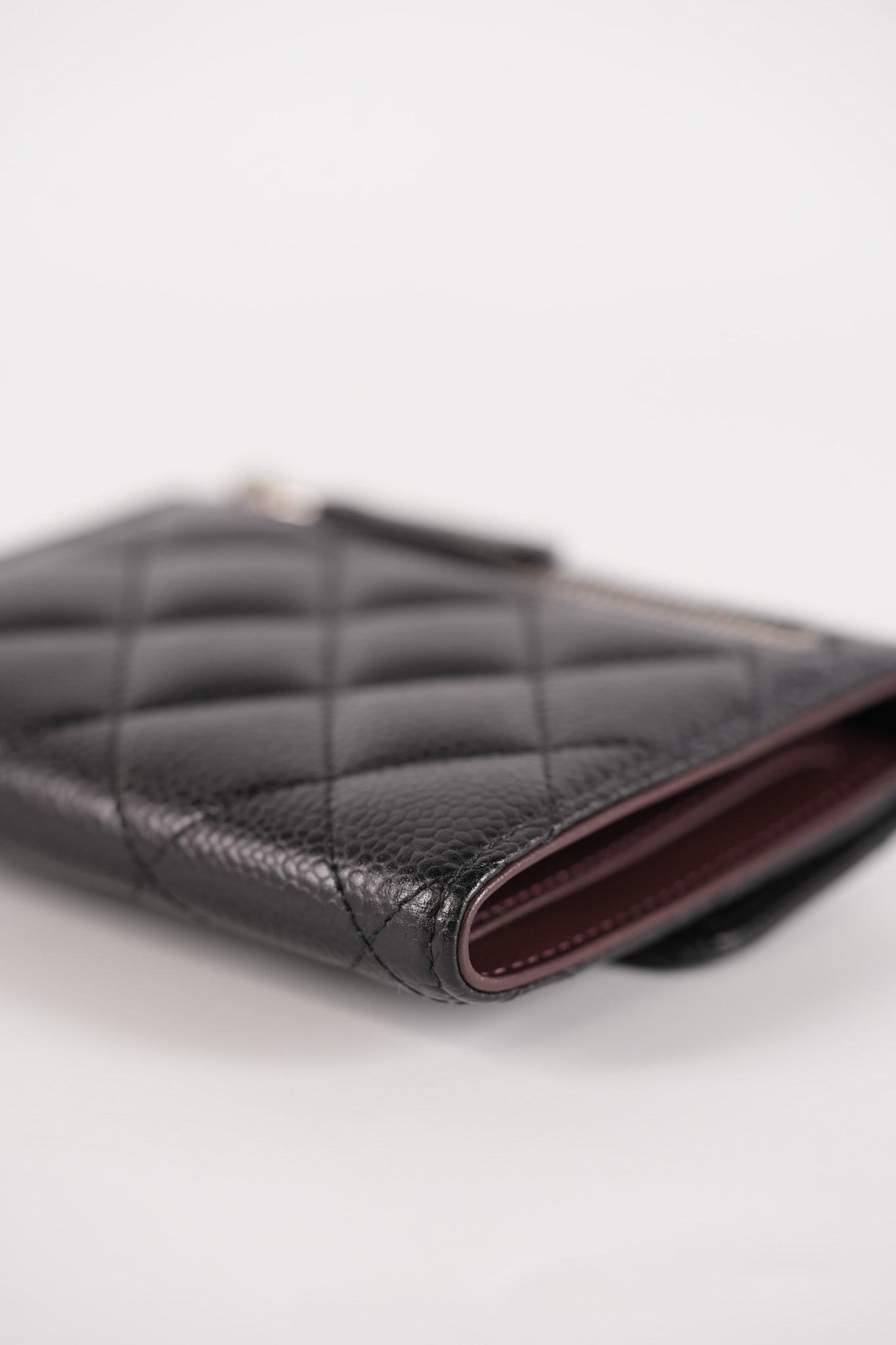 Classic Compact Wallet in Black Caviar Leather and Silver Hardware Series 31 | Purse Maison Luxury Bags Shop