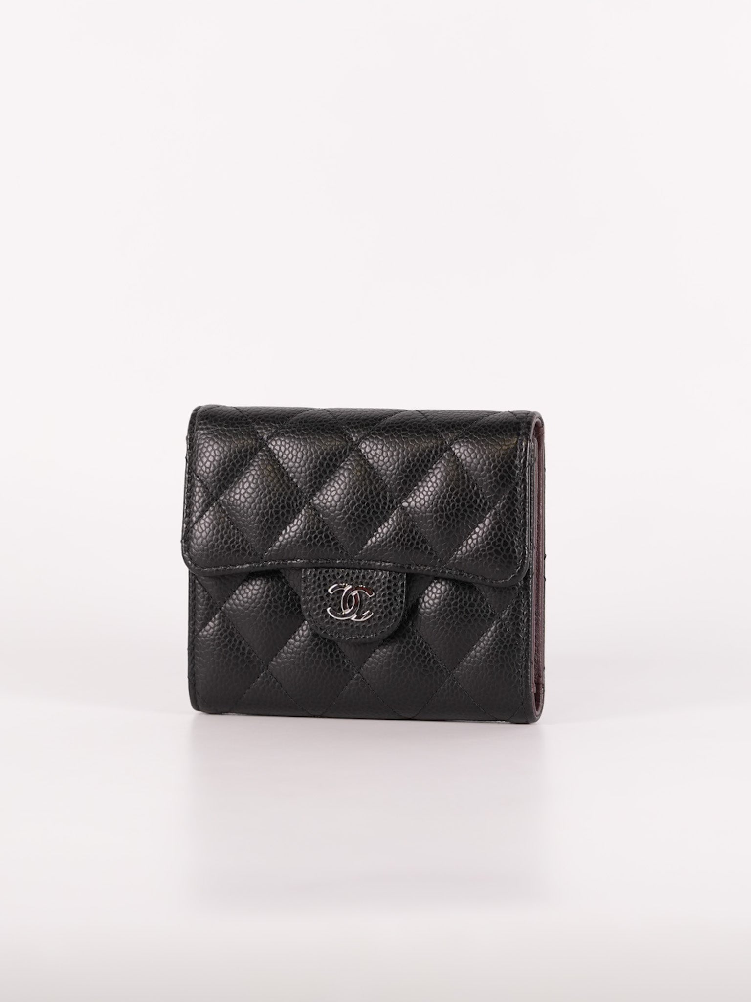 Classic Compact Wallet in Black Caviar Leather and Silver Hardware Series 31 | Purse Maison Luxury Bags Shop