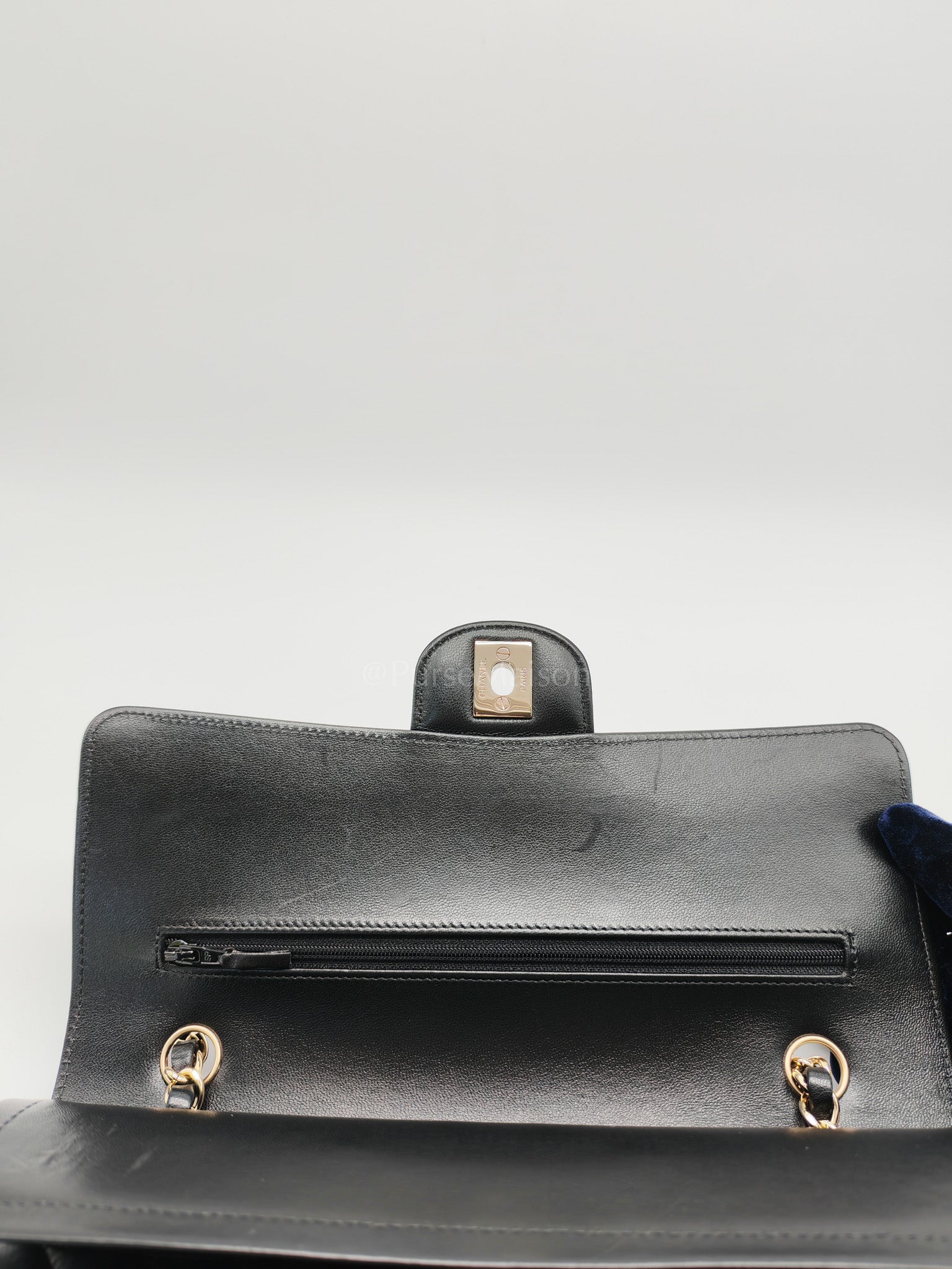 Classic Double Flap in Black Chevron Lambskin Leather and Light Gold Hardware Series 24 | Purse Maison Luxury Bags Shop